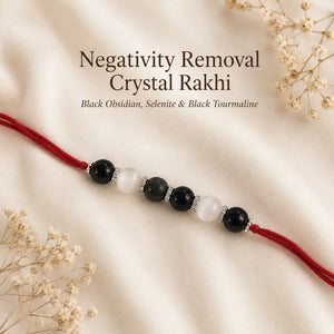 Natural certified Negativity Removal Crystal Rakhi for cleansing by Bellarosa Gems