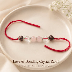Natural certified Love & Bonding Crystal Rakhi for sibling bond by Bellarosa Gems