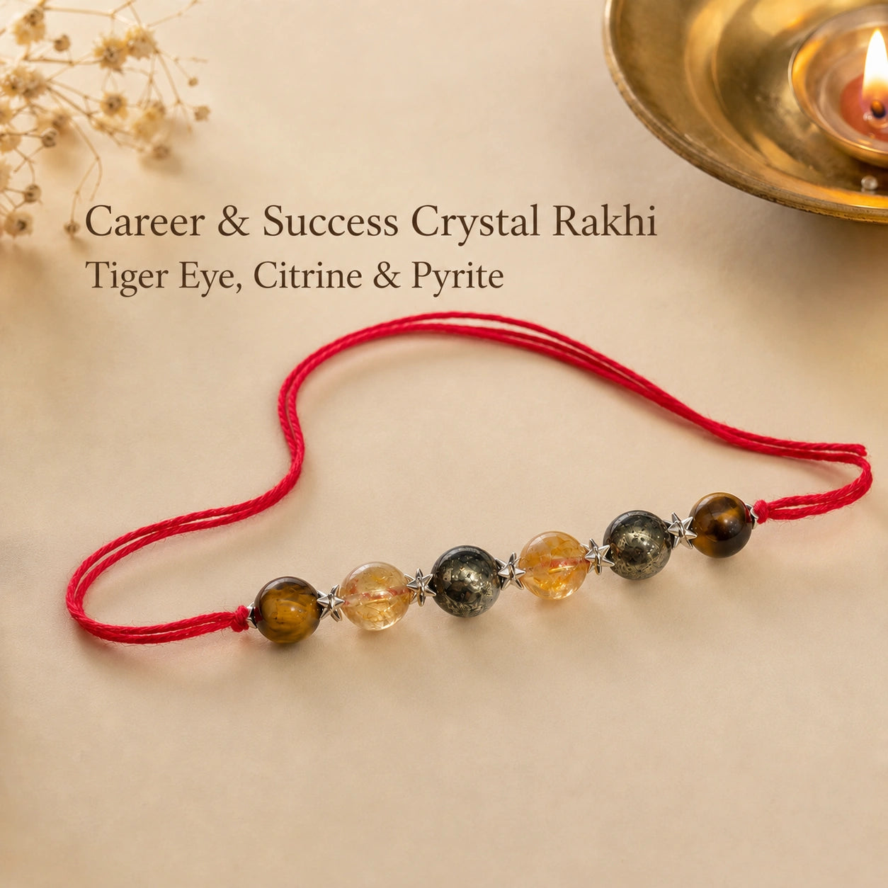 Natural certified Career & Success Crystal Rakhi for growth by Bellarosa Gems