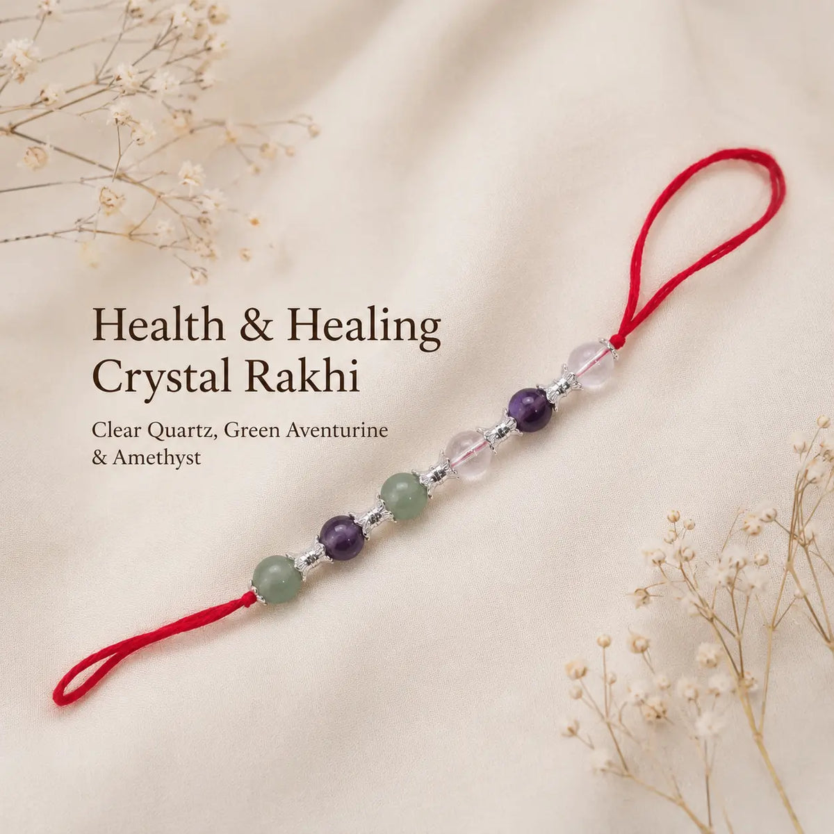 Natural certified Health & Healing Crystal Rakhi for wellness by Bellarosa Gems