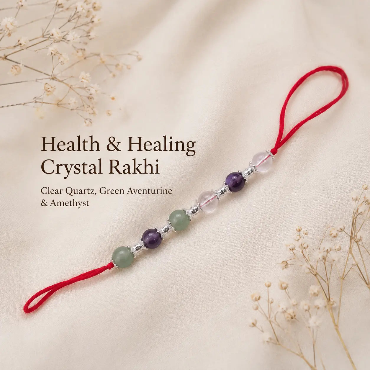 Natural certified Health & Healing Crystal Rakhi for wellness by Bellarosa Gems
