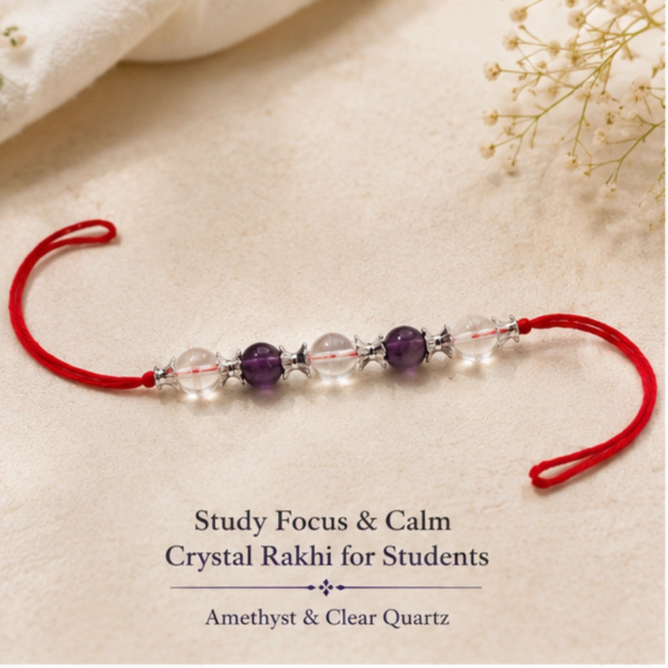 Natural certified Study Focus Crystal Rakhi for students by Bellarosa Gems