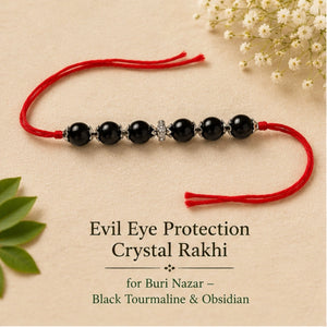 Evil Eye Protection Crystal Rakhi close-up of natural certified stones – Bellarosa Gems