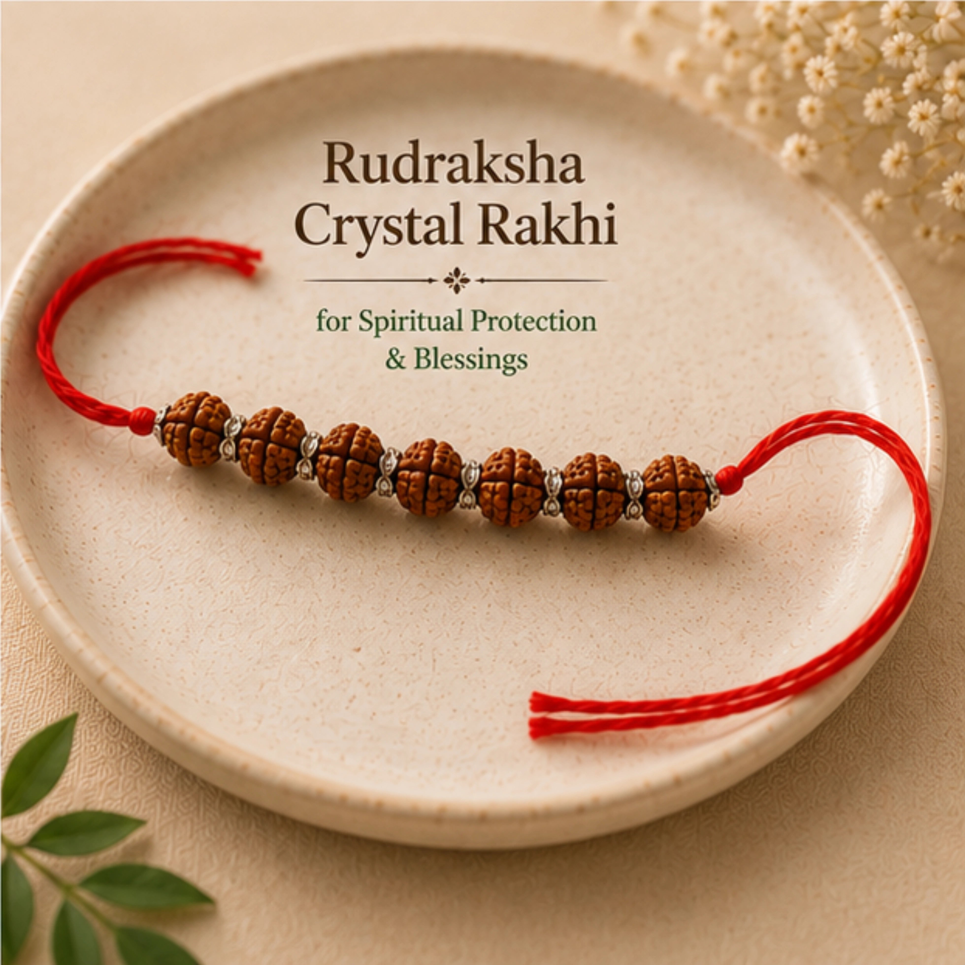 Rudraksha Crystal Rakhi for Spiritual Protection & Blessings