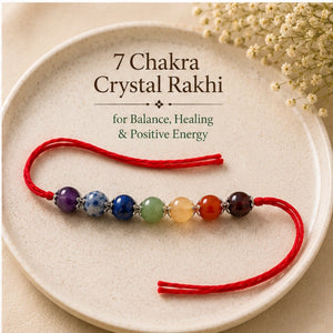 7 Chakra Crystal Rakhi close-up of natural certified chakra crystals – Bellarosa Gems
