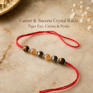 Career & Success Crystal Rakhi close-up of Tiger Eye and Pyrite – Bellarosa Gems