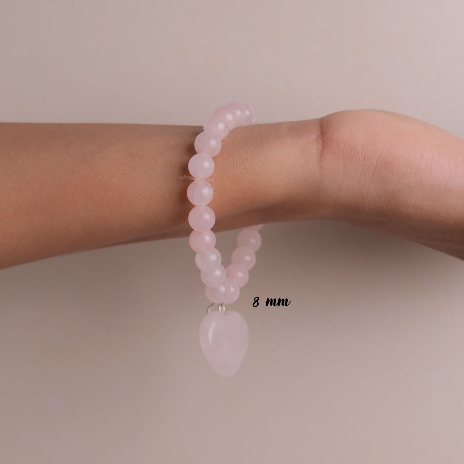 NATURAL ROSE QUARTZ BRACELET( WITH HEART SHAPE PENDANT)
