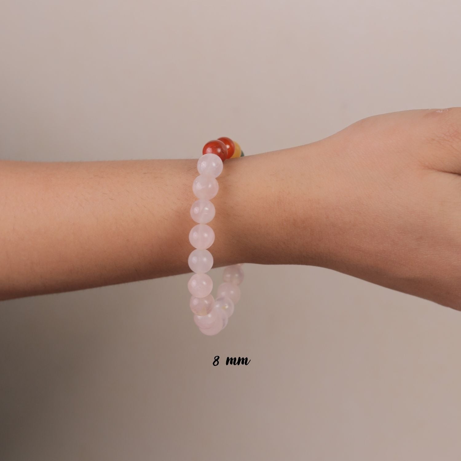 NATURAL ROSE QUARTZ + 7 CHAKRA BRACELET