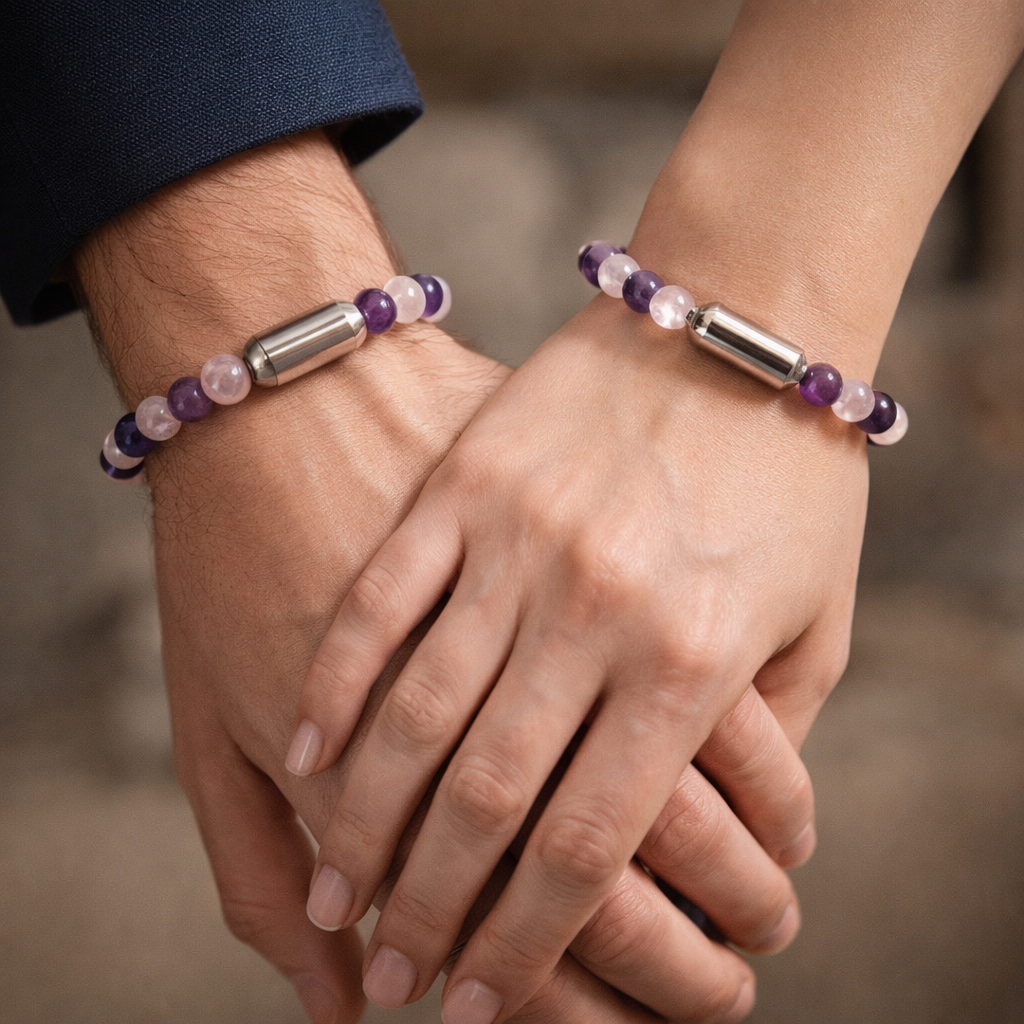COMBINATION BRACELET (ROSE QUARTZ +AMETHYST)