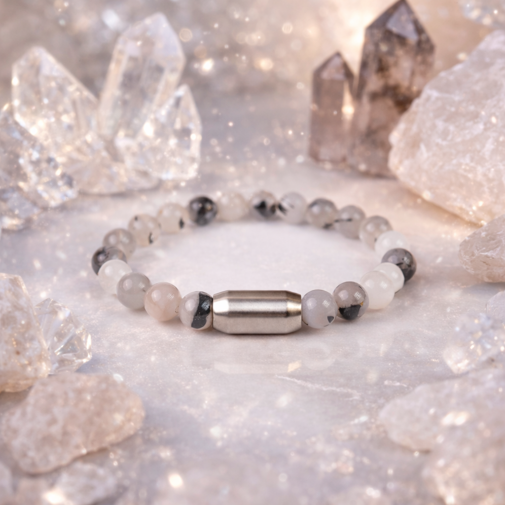 NATURAL BLACK RUTILE  BRACELET