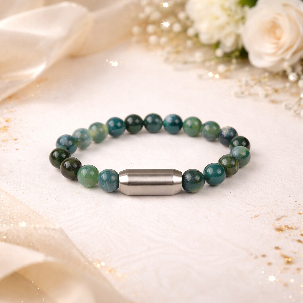 NATURAL MOSS AGATE BRACELET