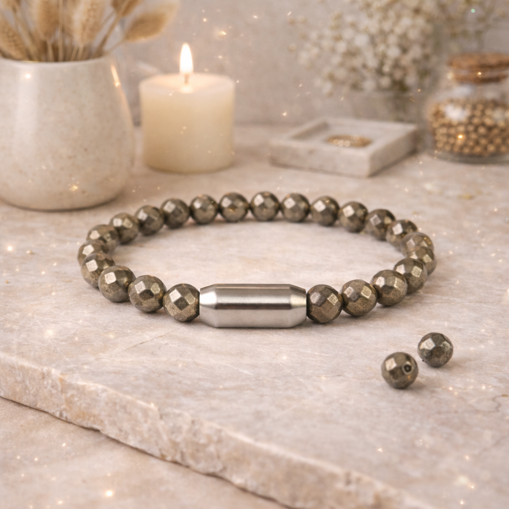 NATURAL PYRITE DIAMOND CUT BRACELET