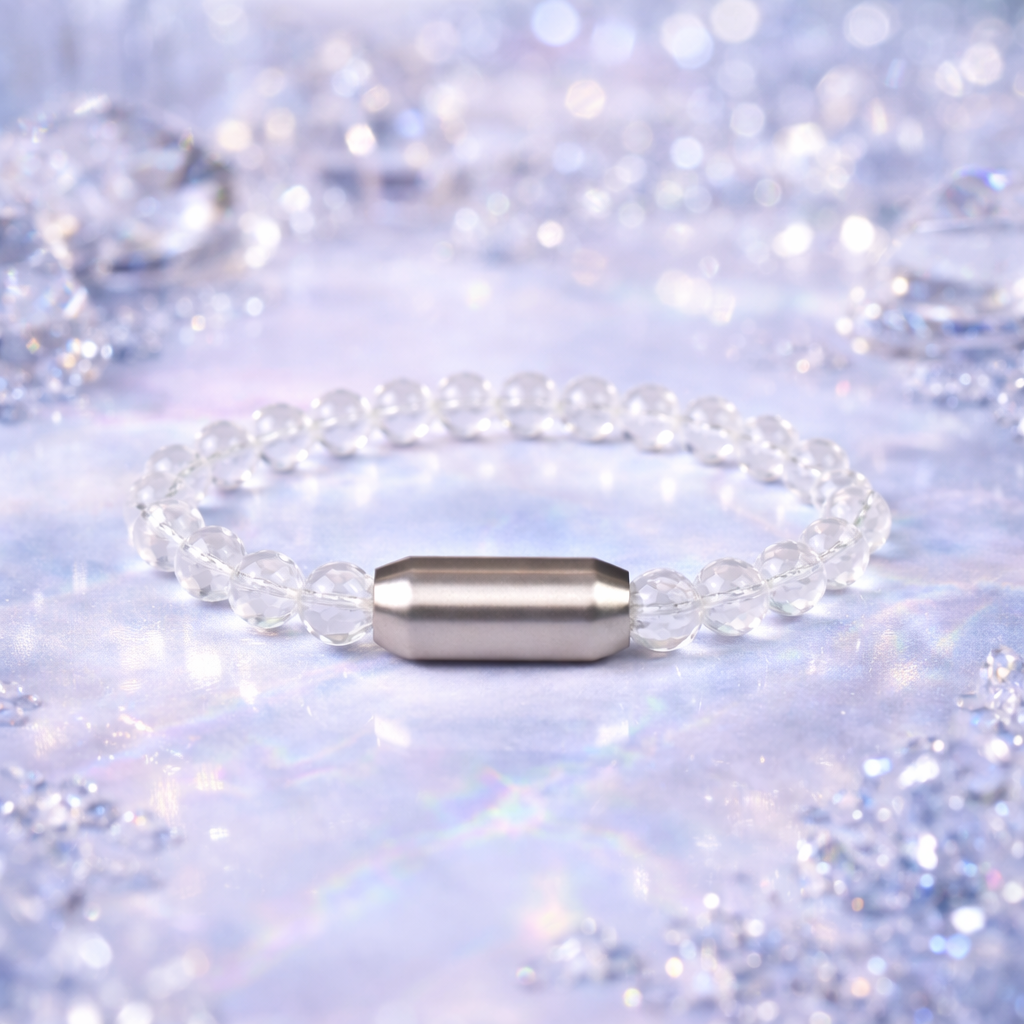 CLEAR QUARTZ DIAMOND CUT BRACELET