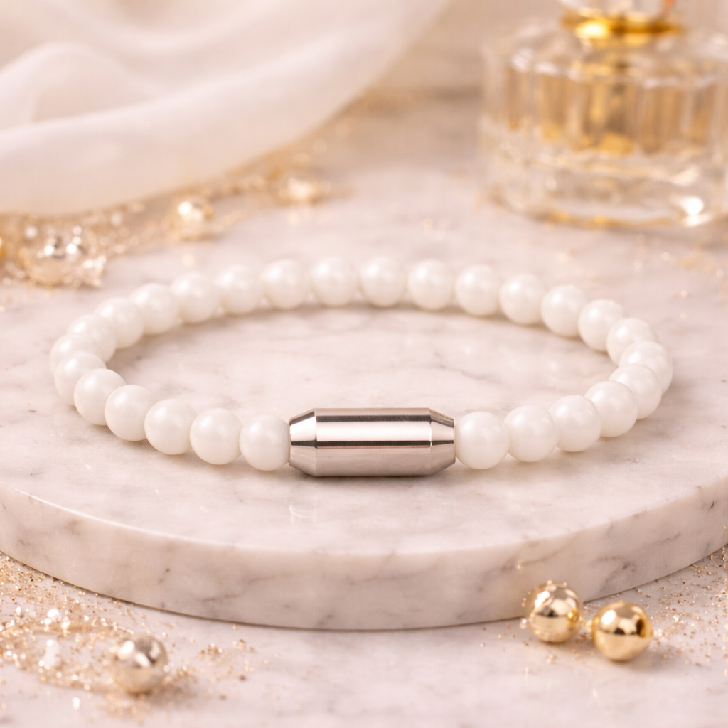 NATURAL WHITE AGATE BRACELET