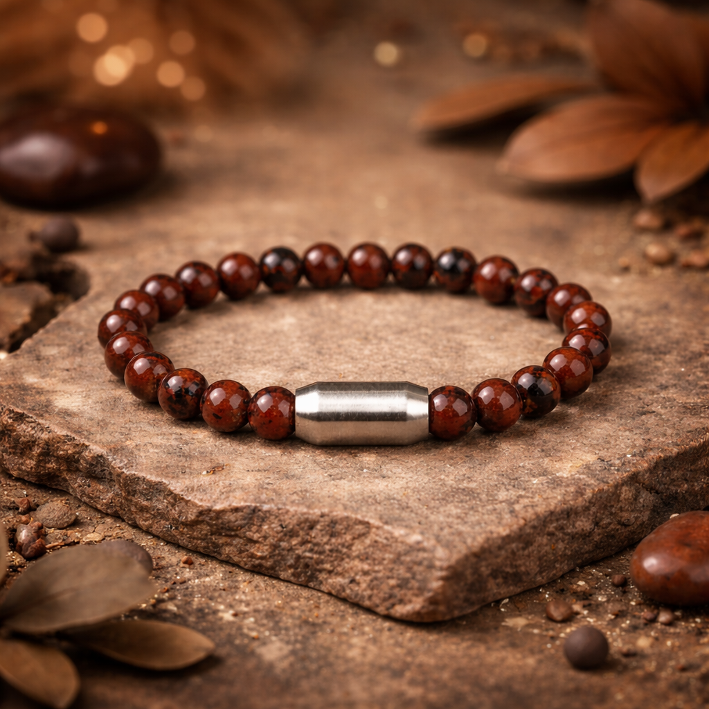 NATURAL MAHAGONY OBSIDIAN BRACELET