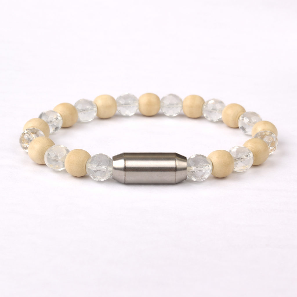 TULSI + CLEAR QUARTZ (DIAMOND CUT) BRACELET