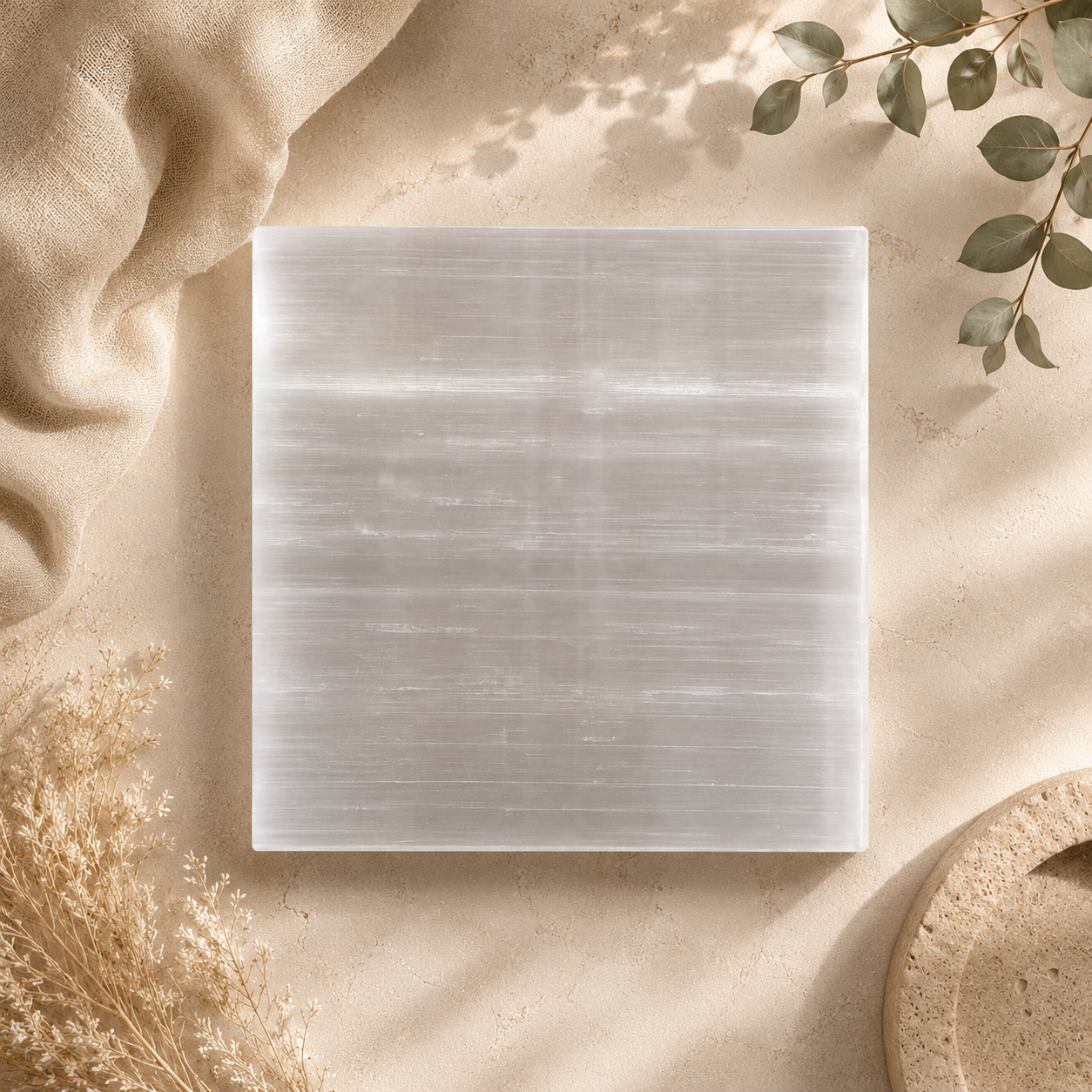 Natural Selenite Plate 7 X 7
