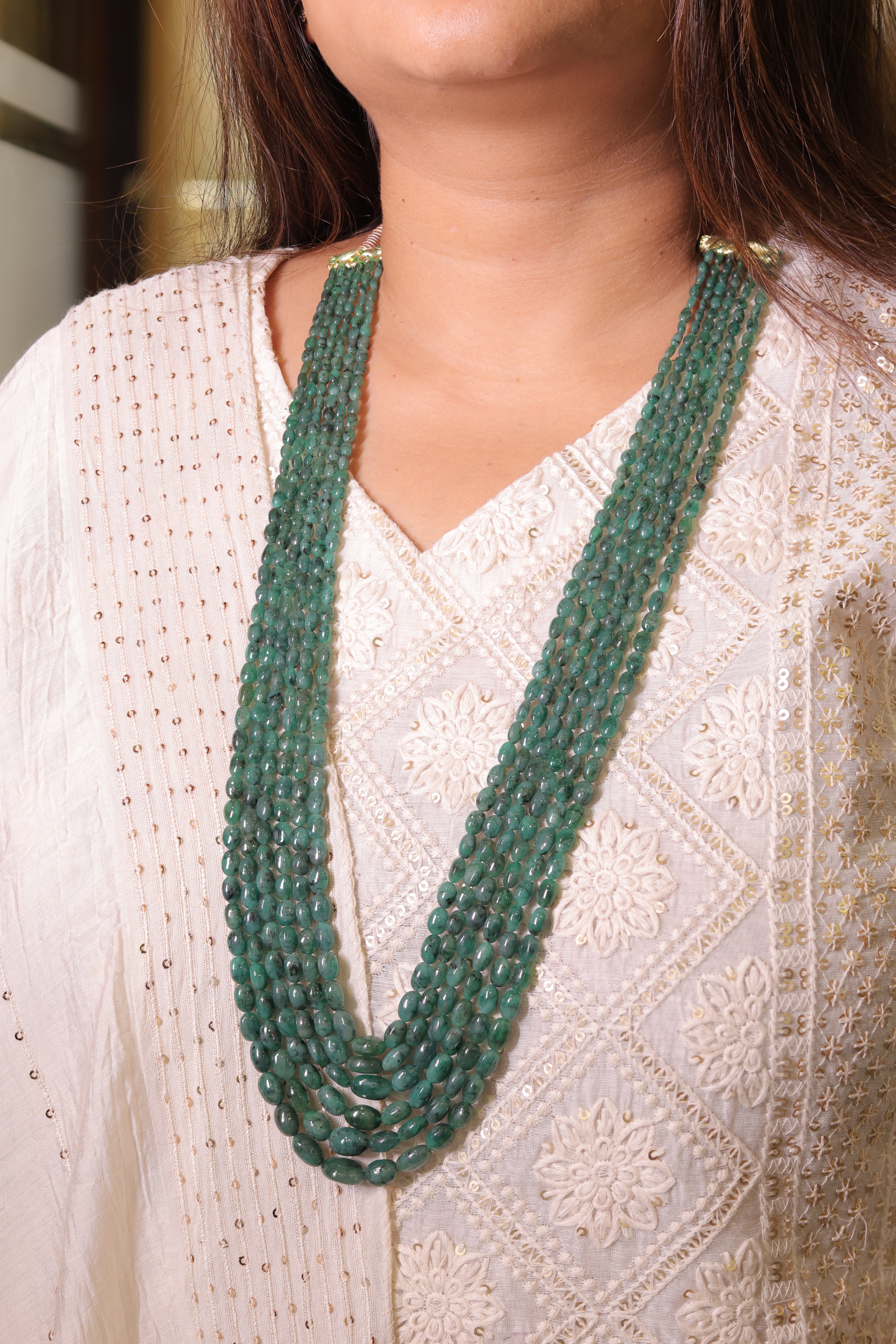 Natural Emerald Mala