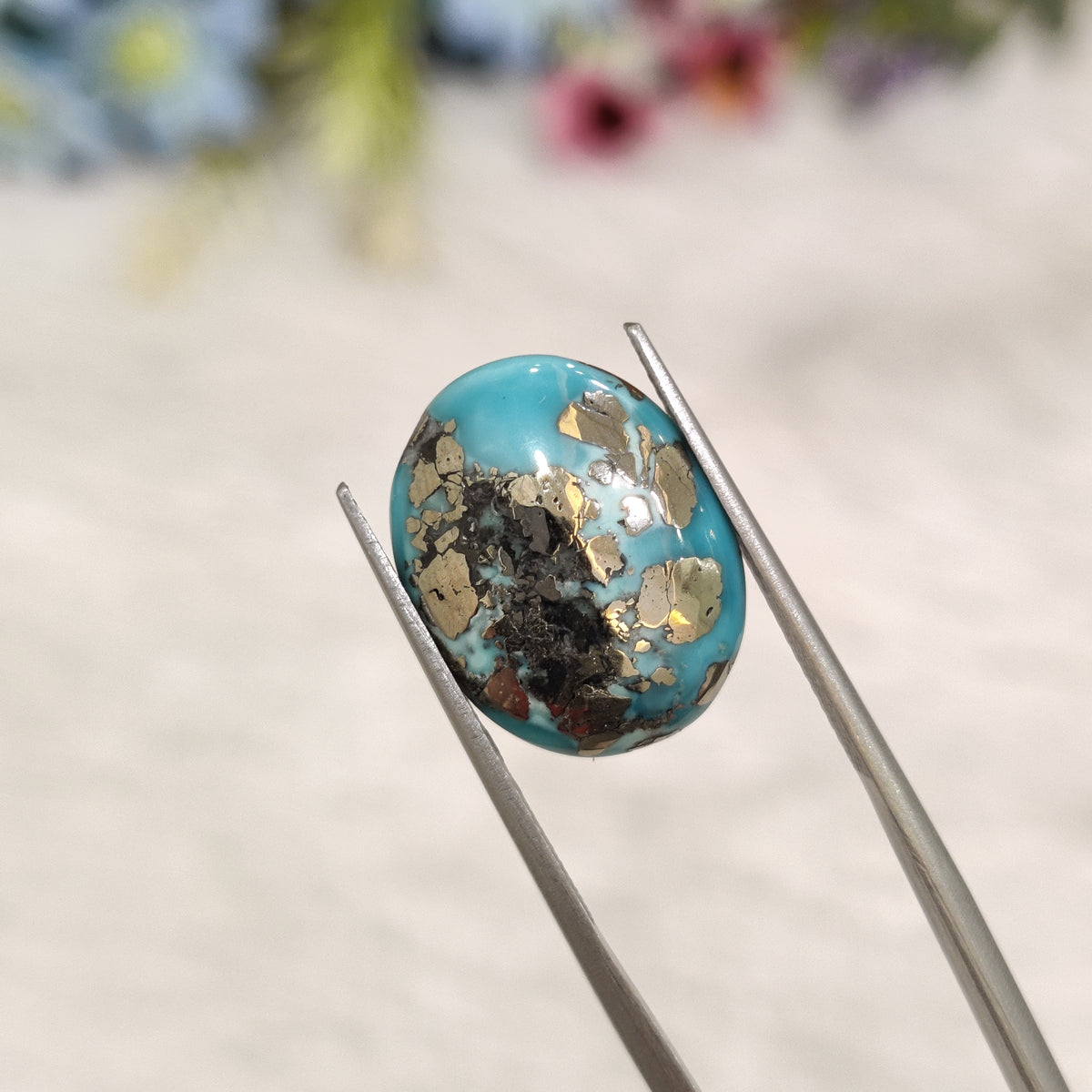 Natural Turquoise Gemstone (Firoza) TUR 115 8.1 Carat Certified