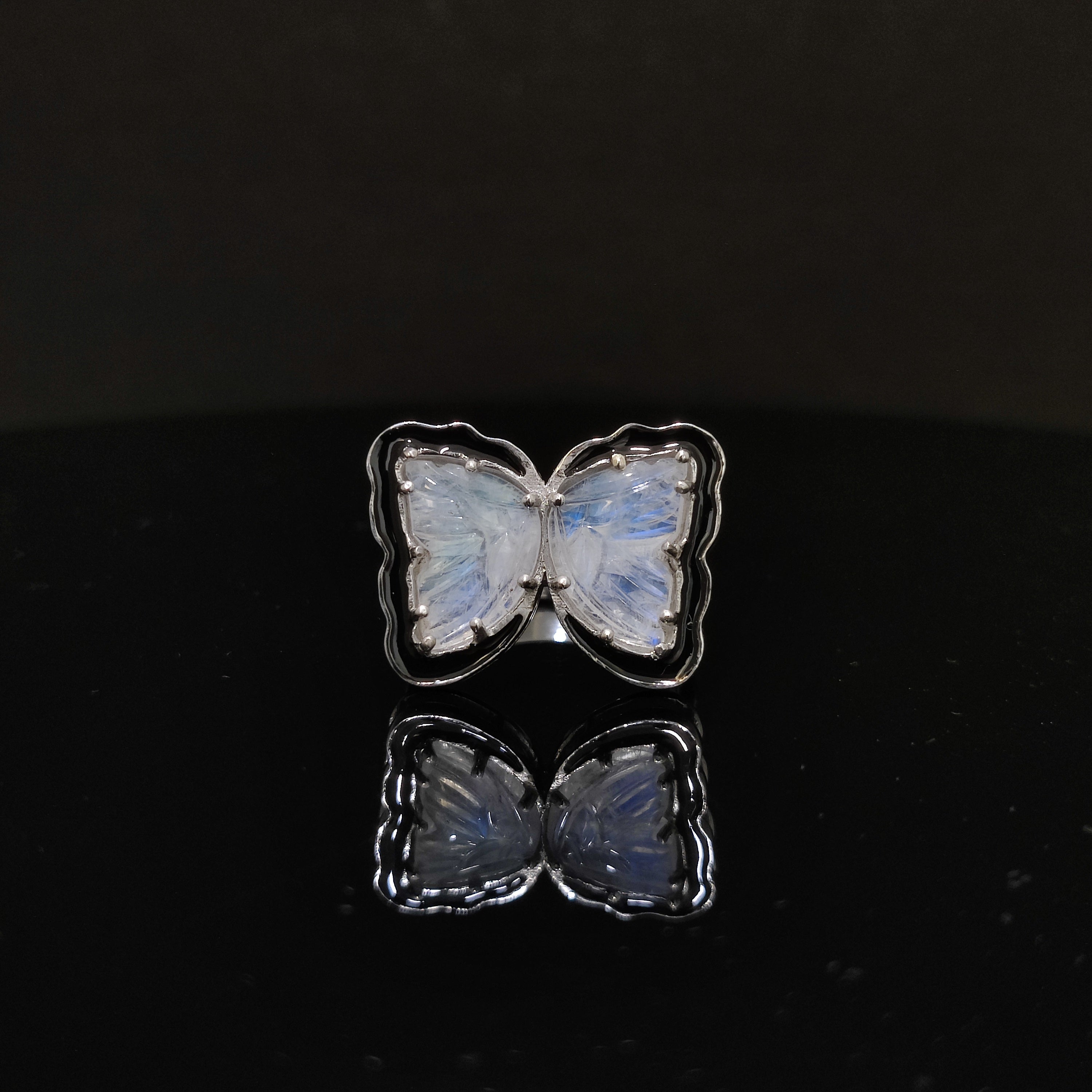 Rainbow Moonstone (Butterfly) Ring