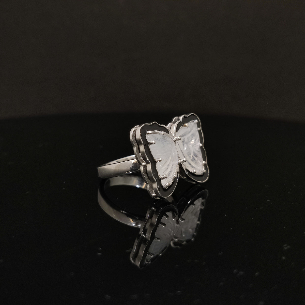 Rainbow Moonstone (Butterfly) Ring