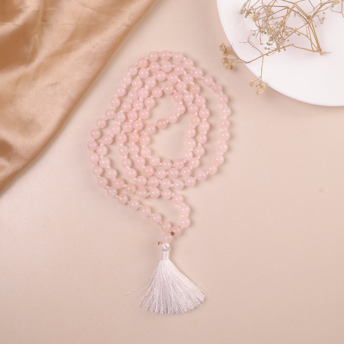 NATURAL ROSE QUARTZ JAAP MALA