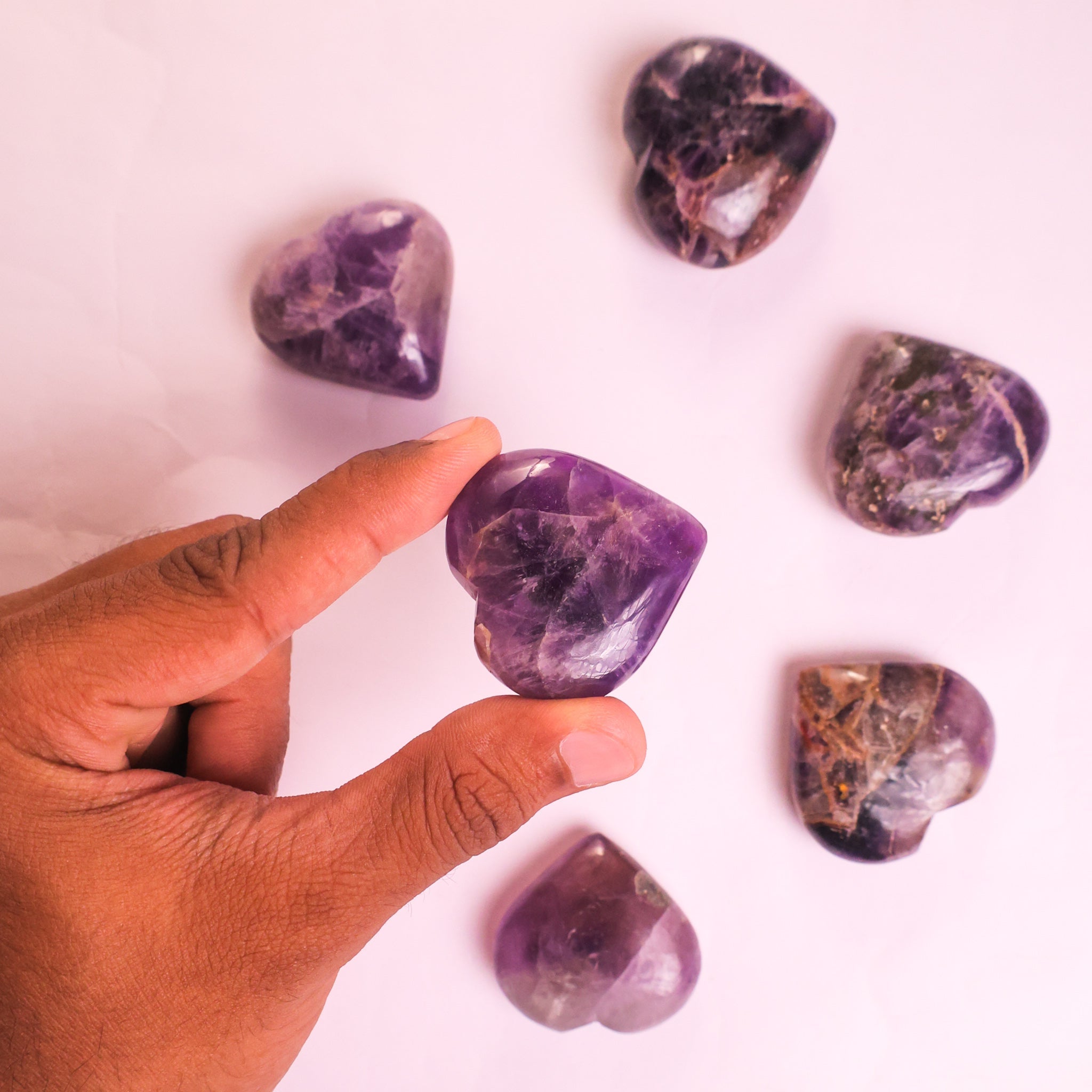NATURAL AMETHYST  HEART TUMBLE
