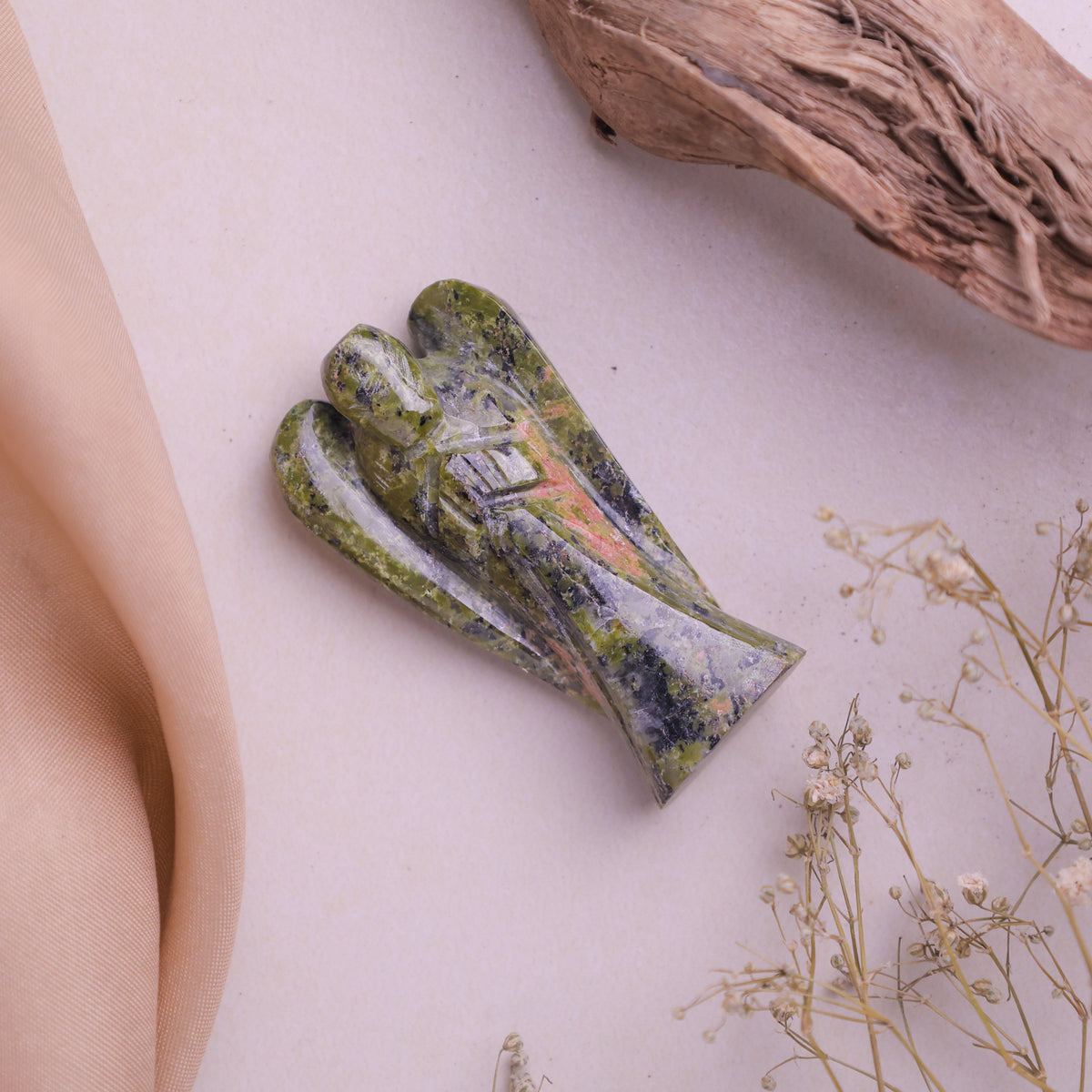 Natural Unakite Angel 2 Inch