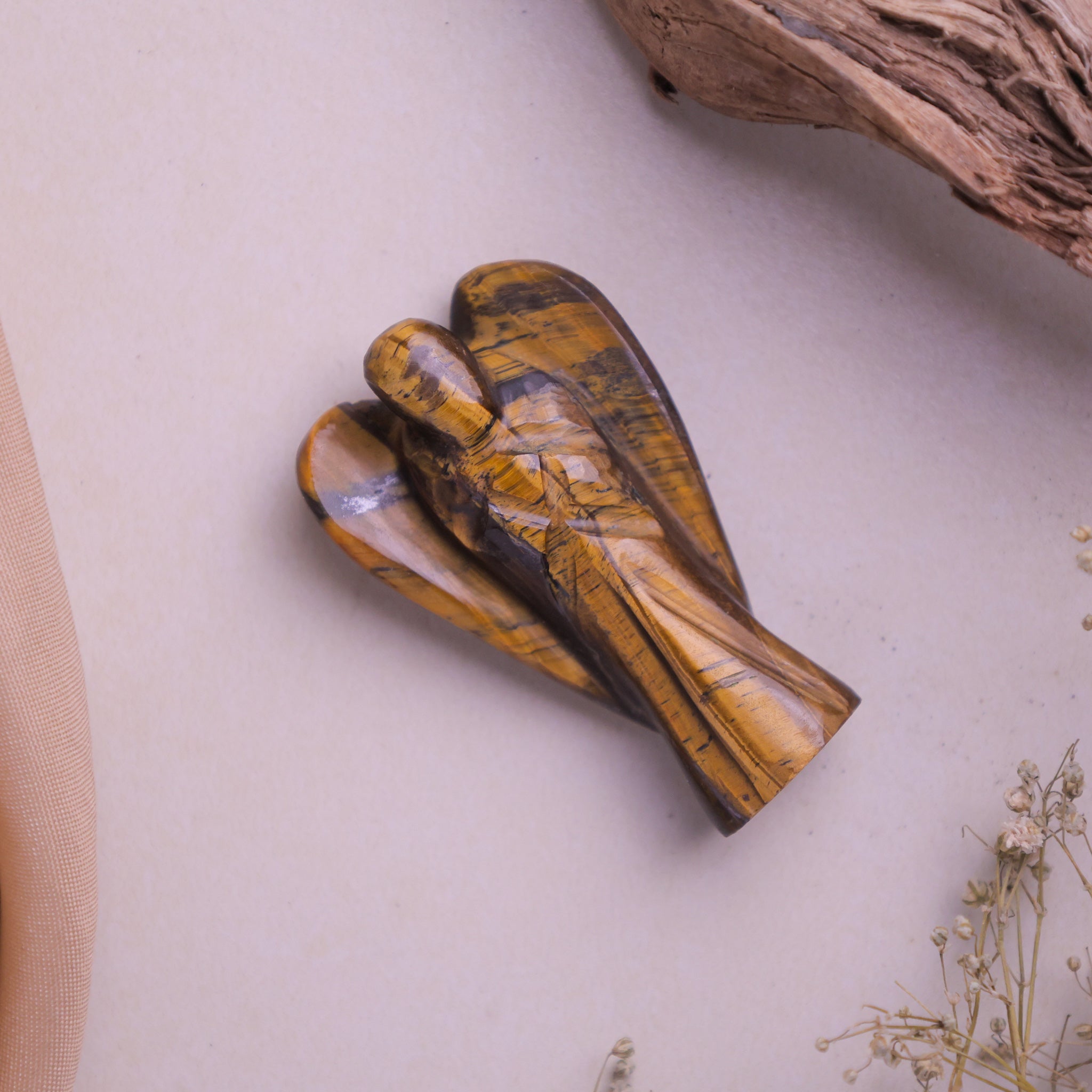 Natural Tiger Eye Angel 2 Inch