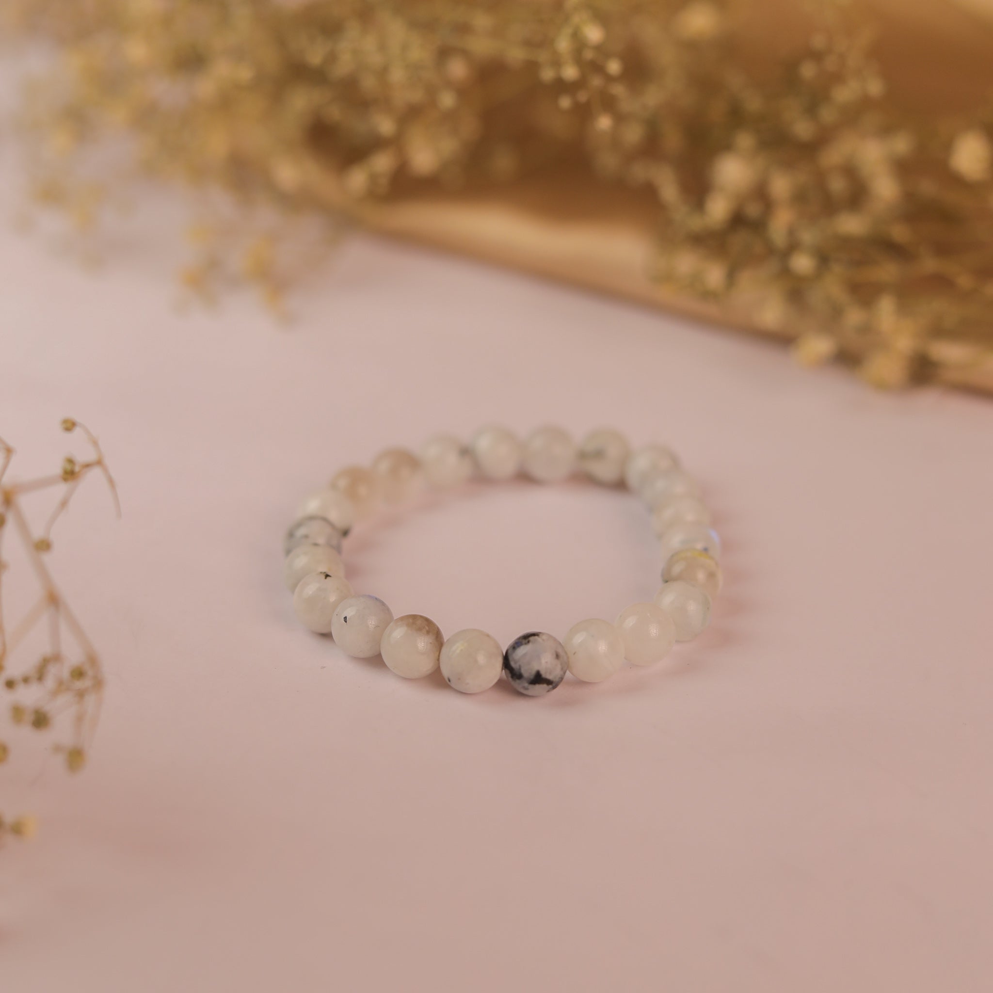 NATURAL WHITE RAINBOW MOONSTONE BRACELET