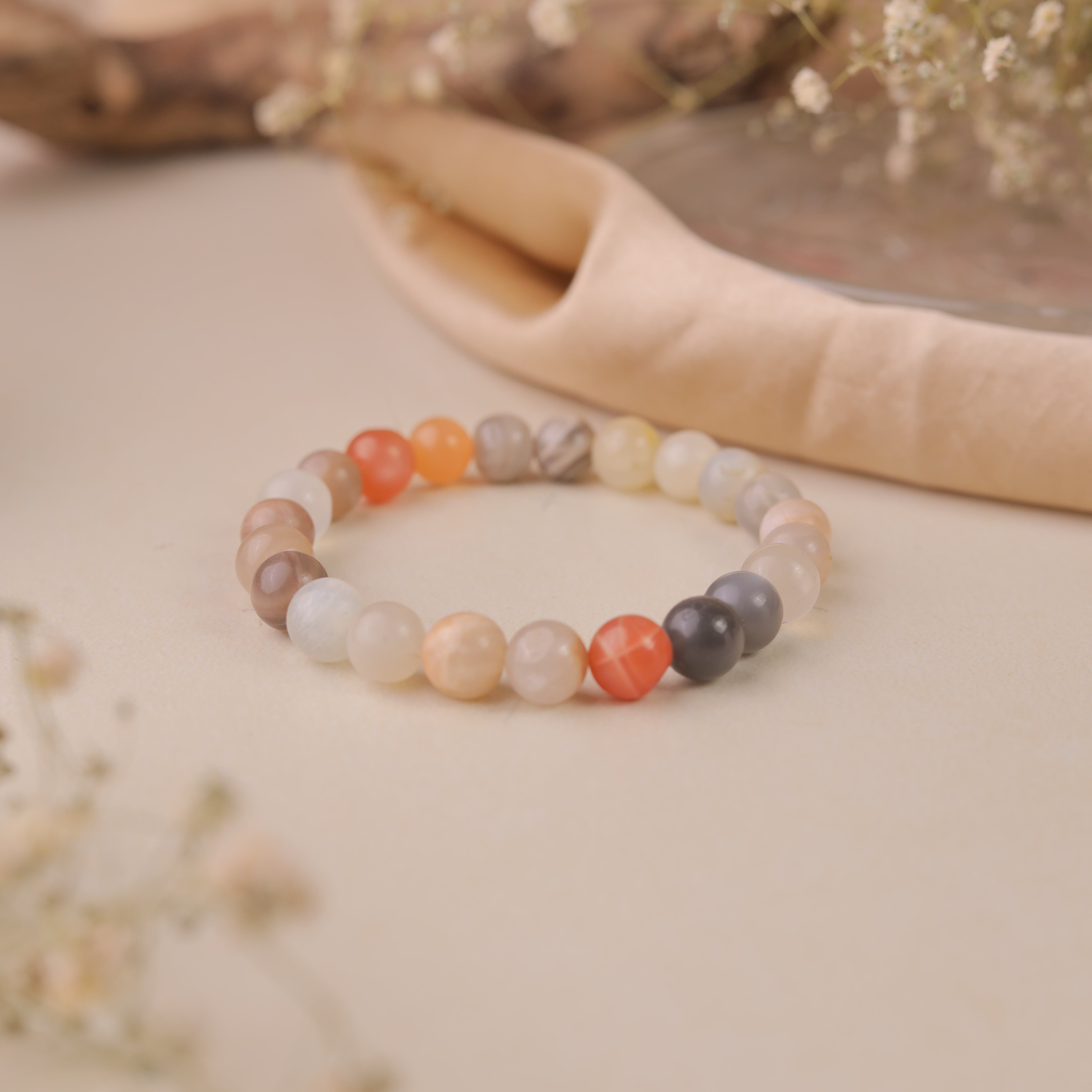 NATURAL PEACH MOONSTONE BRACELET