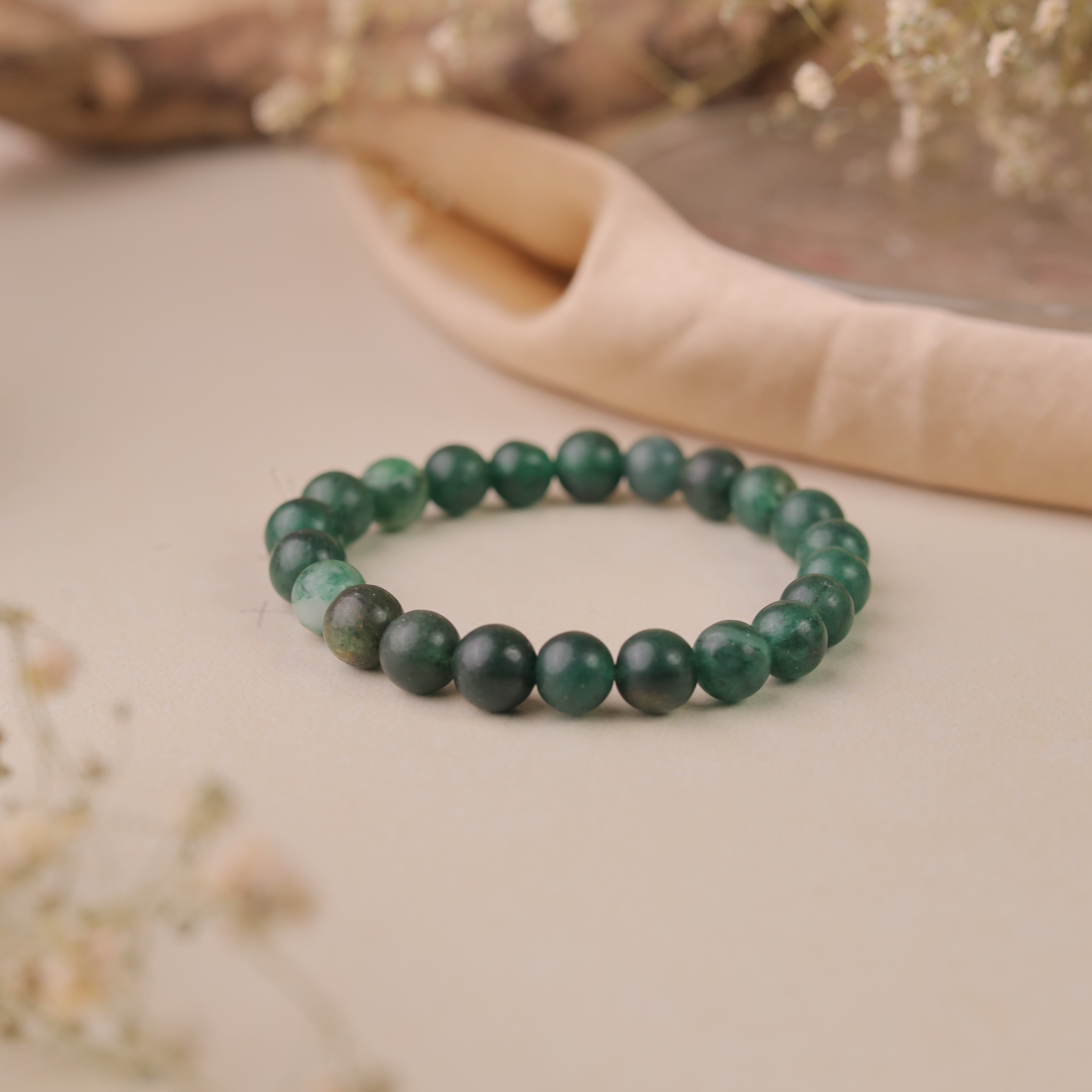 NATURAL DARK GREEN AVENTURINE BRACELET