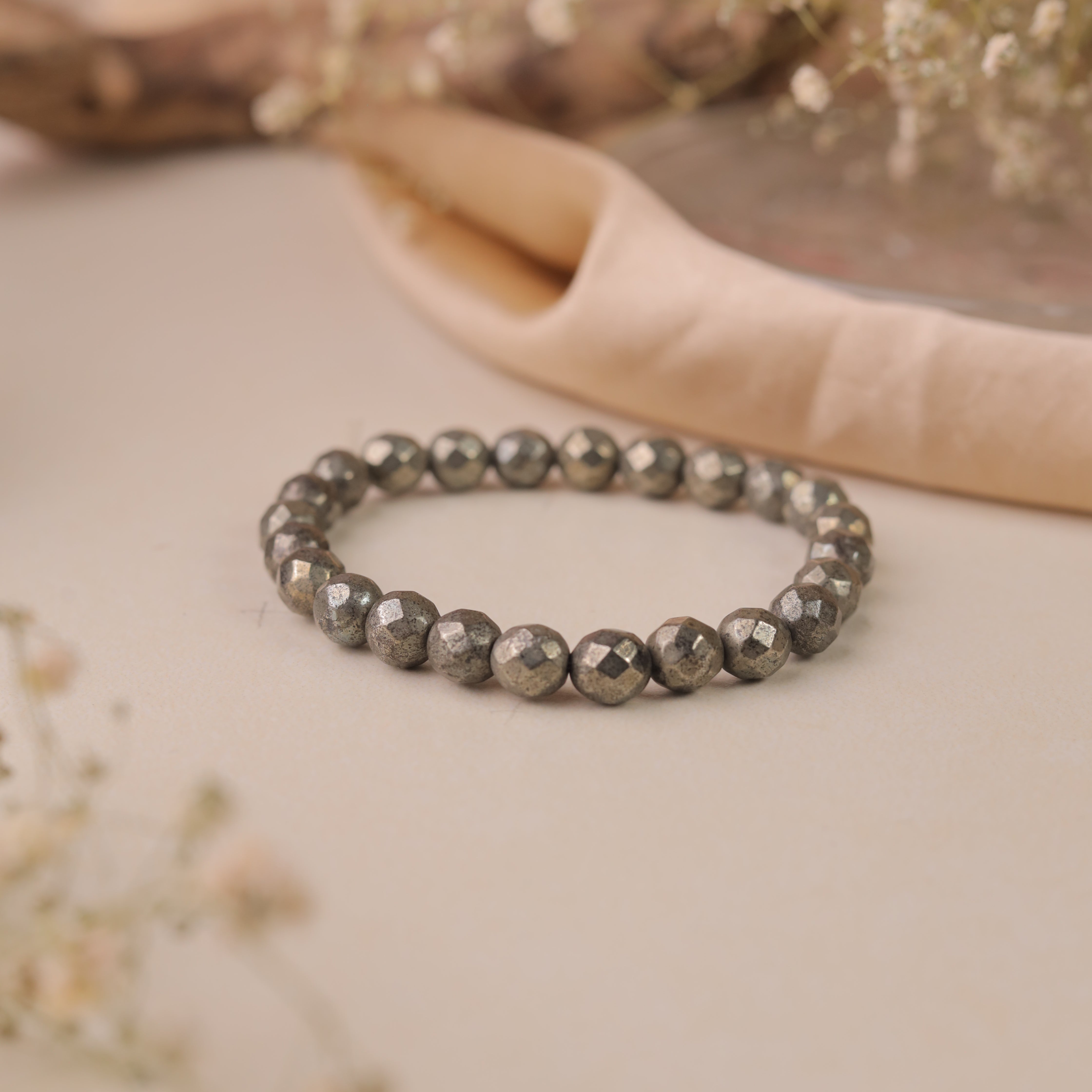 NATURAL PYRITE DIAMOND CUT BRACELET
