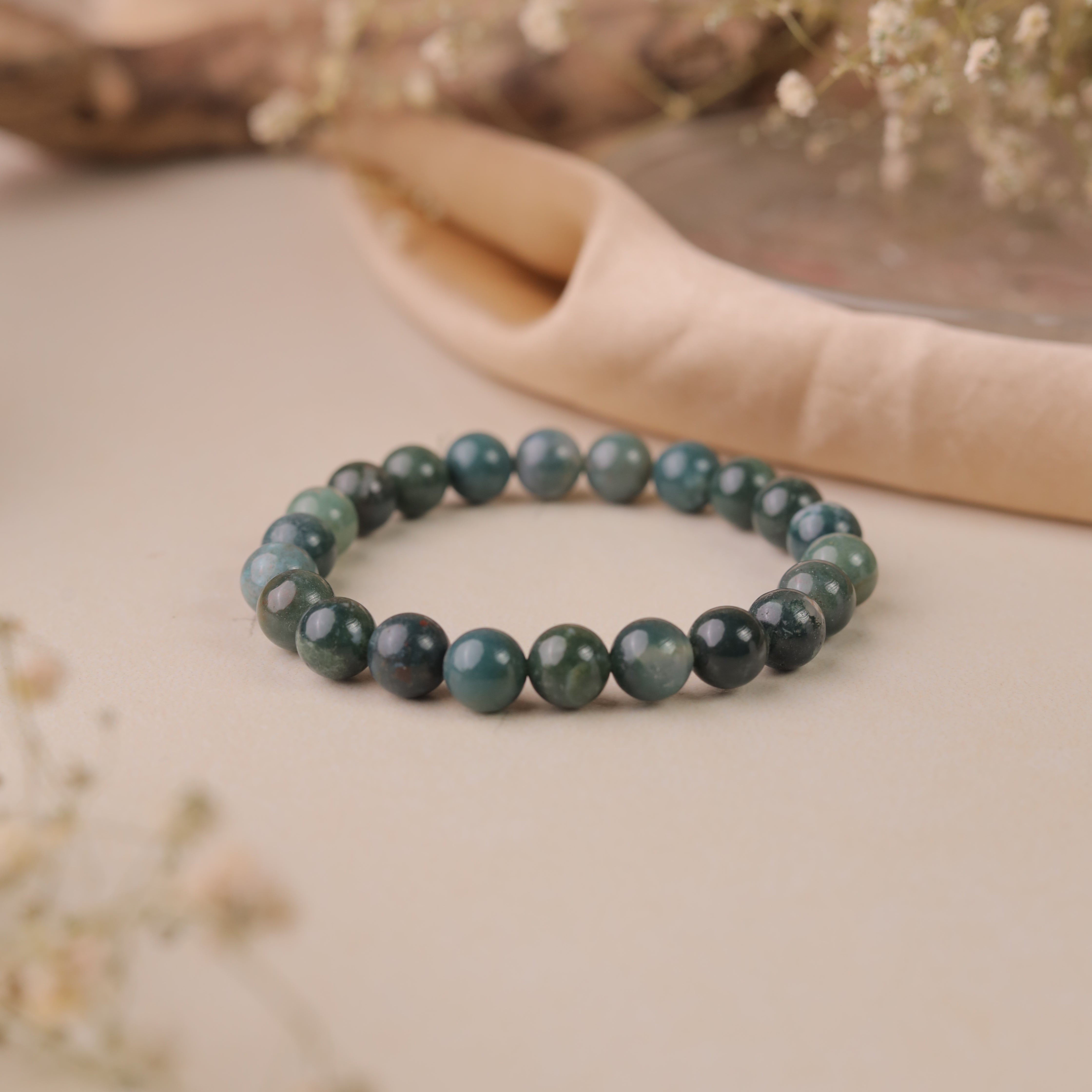 NATURAL MOSS AGATE BRACELET