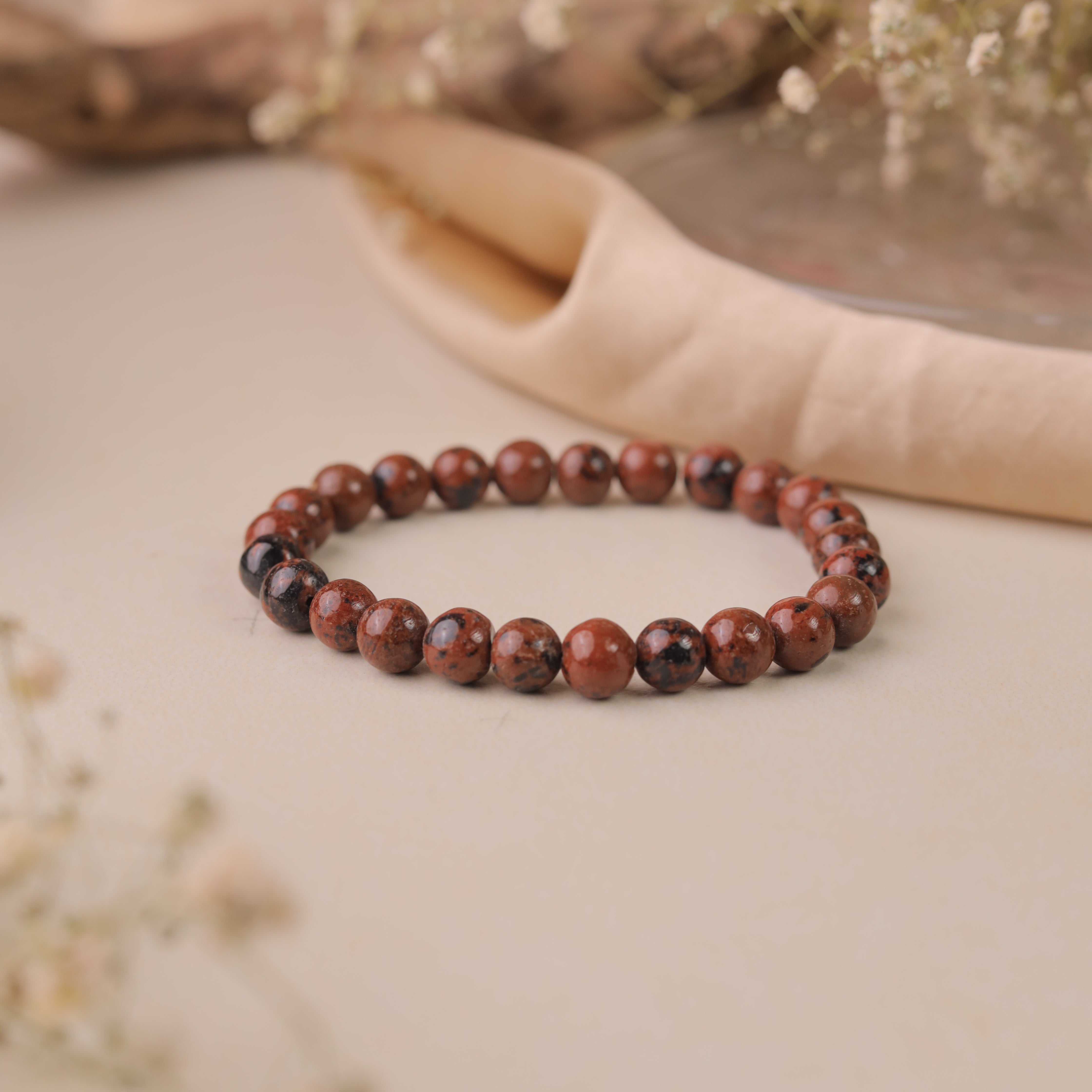 NATURAL MAHAGONY OBSIDIAN BRACELET