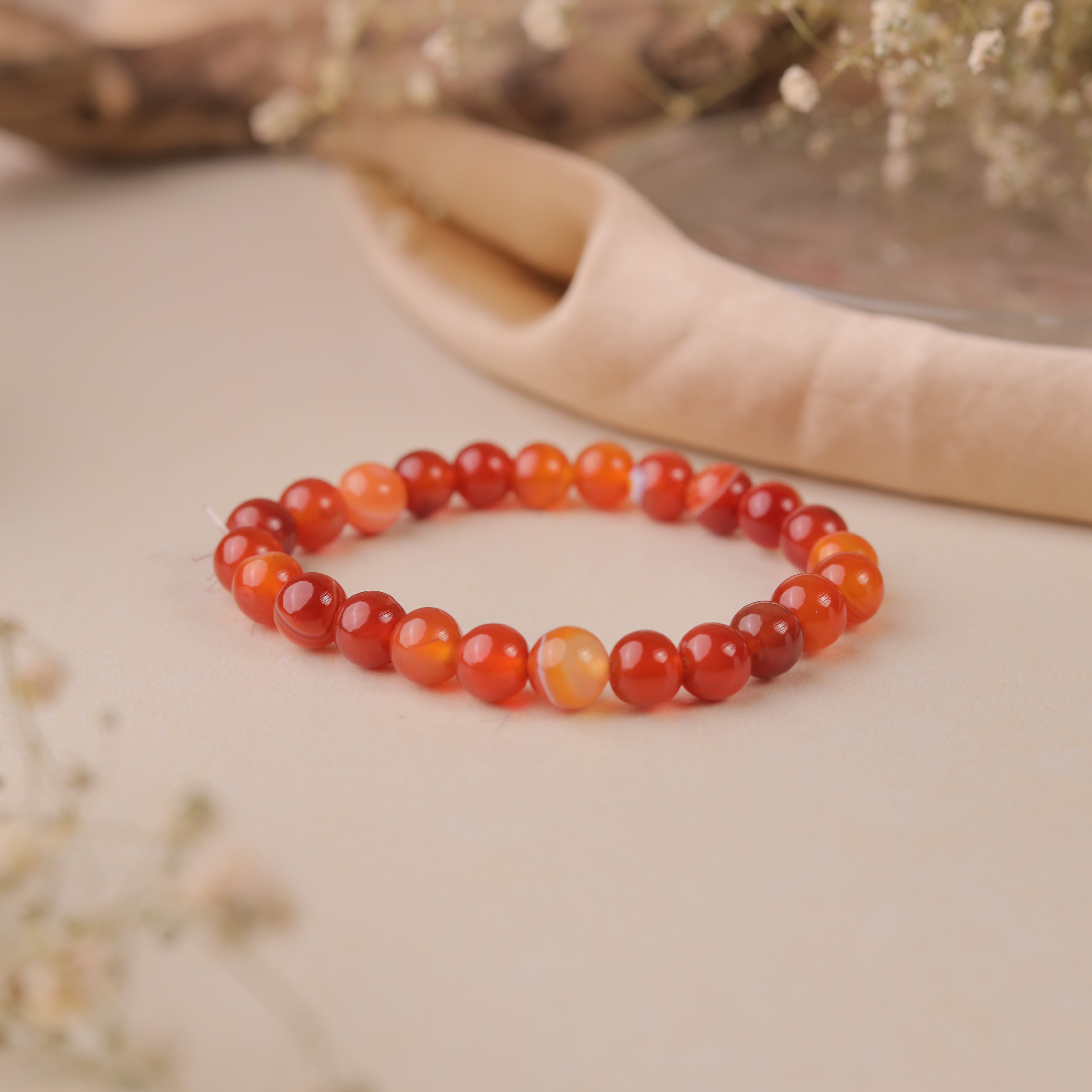 NATURAL CARNELIAN (BANDED)  BRACELET