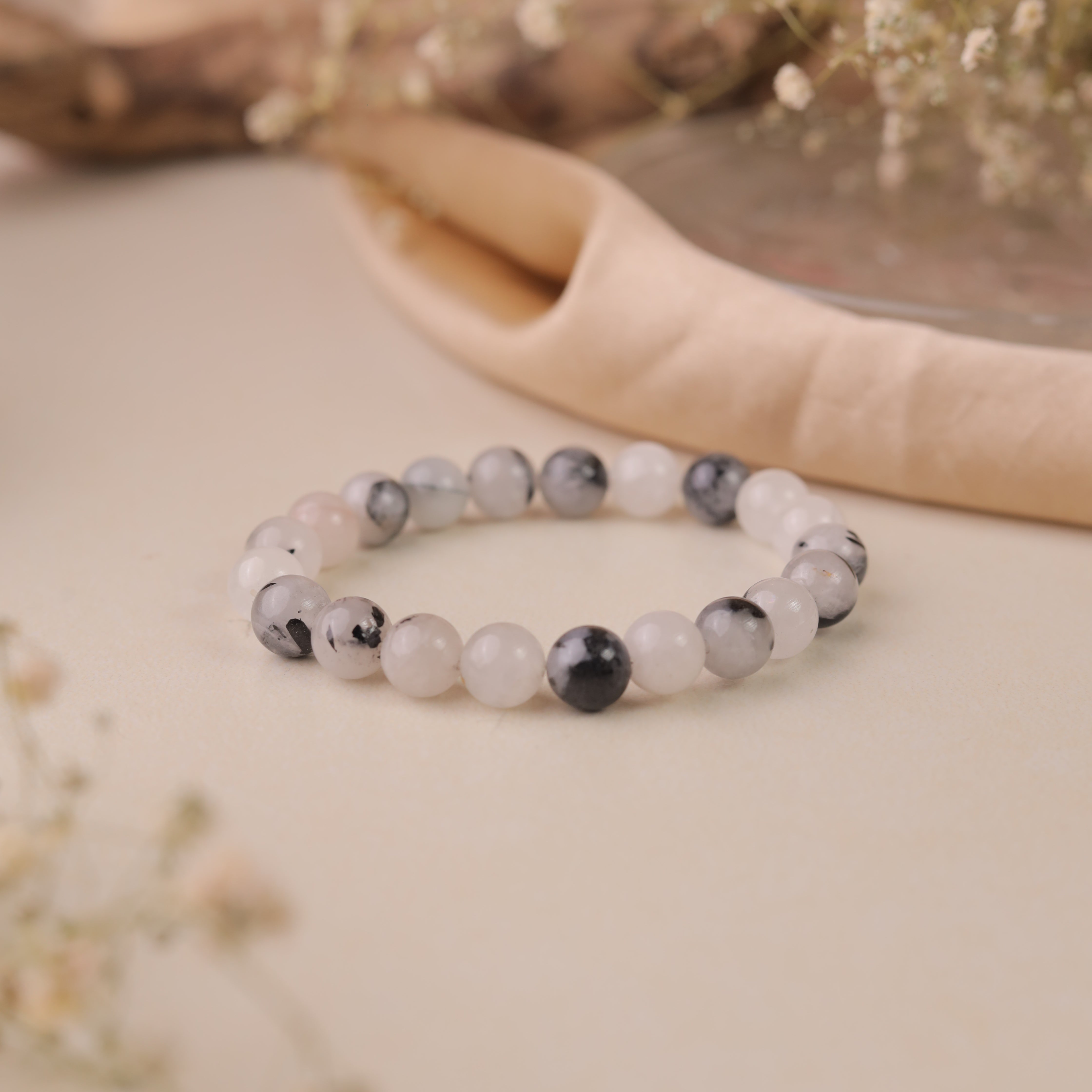 NATURAL BLACK RUTILE  BRACELET