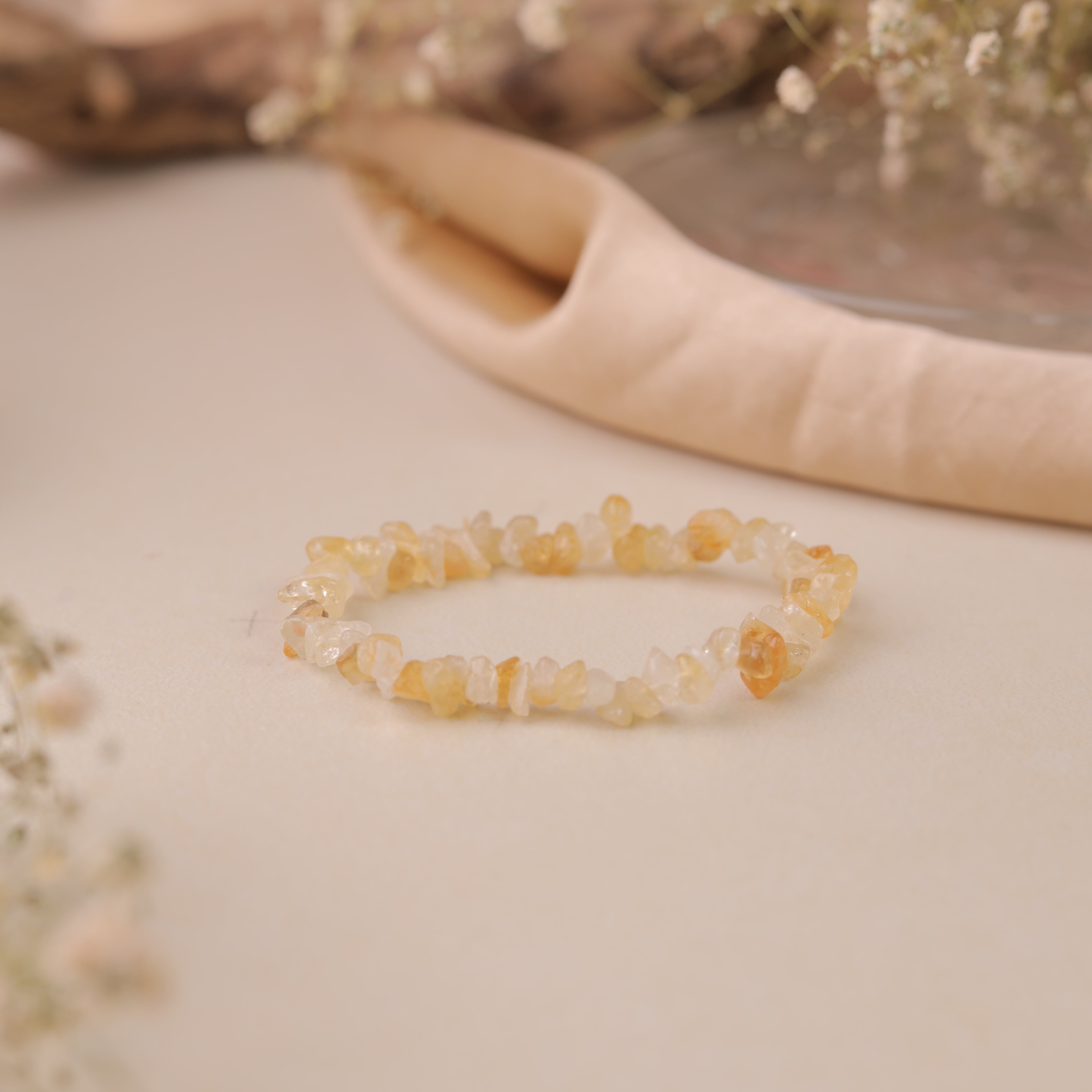 NATURAL CITRINE CHIPS STONE BRACELET