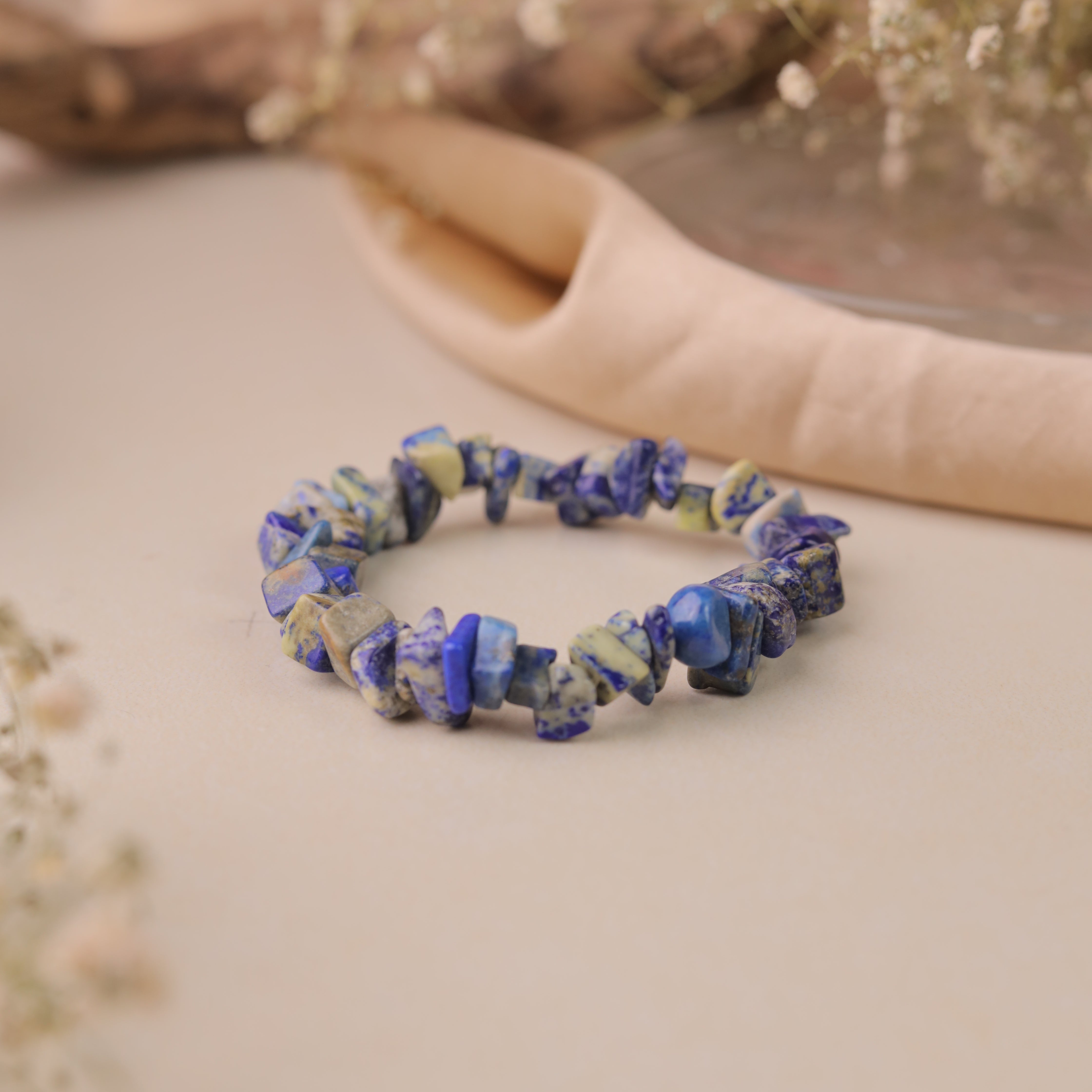 NATURAL LAPIS LAZULI CHIPS STONE BRACELET