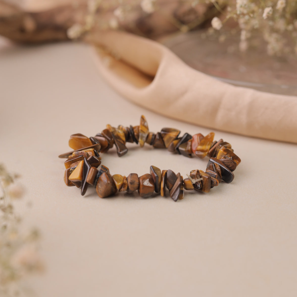 NATURAL TIGER EYE CHIPS STONE BRACELET