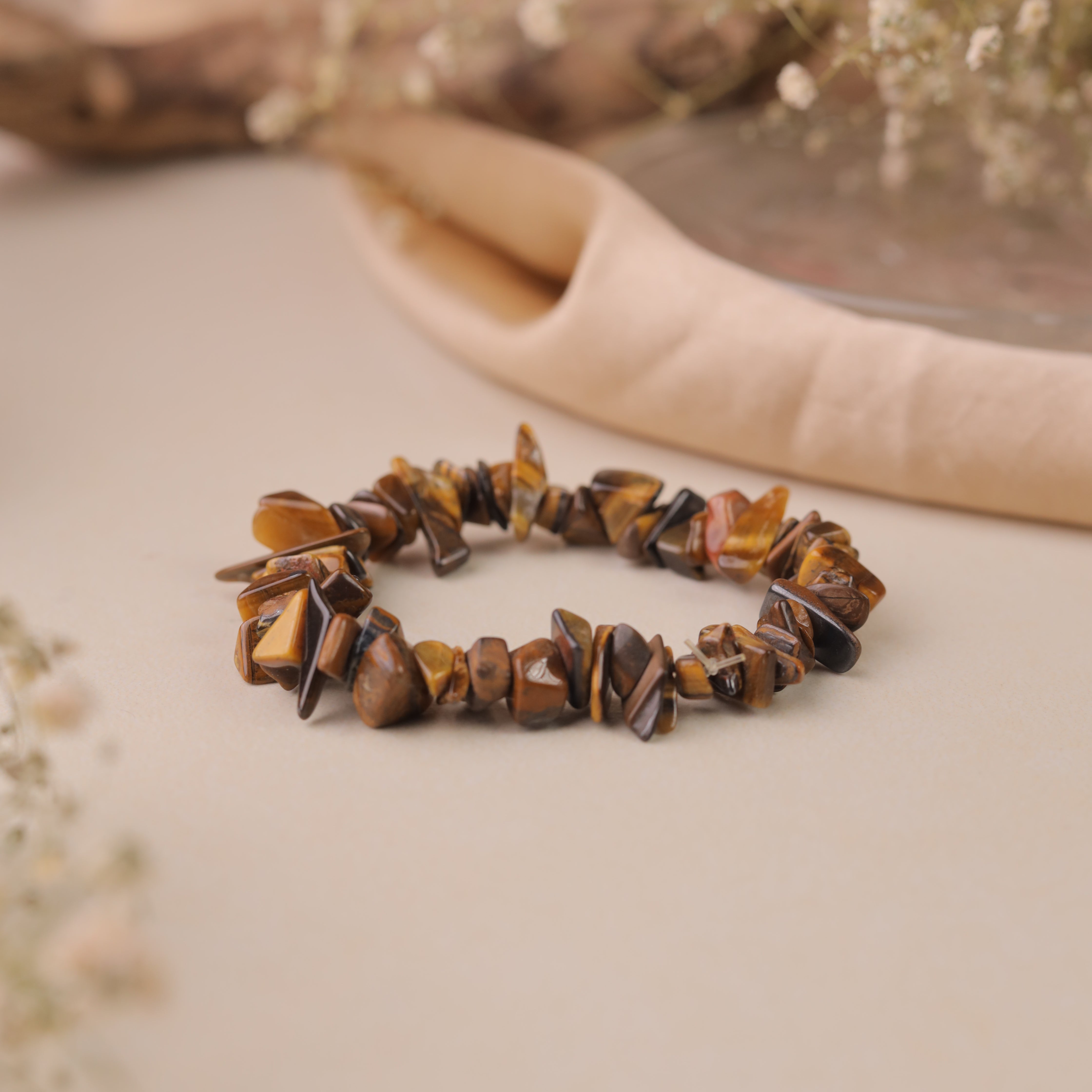 NATURAL TIGER EYE CHIPS STONE BRACELET