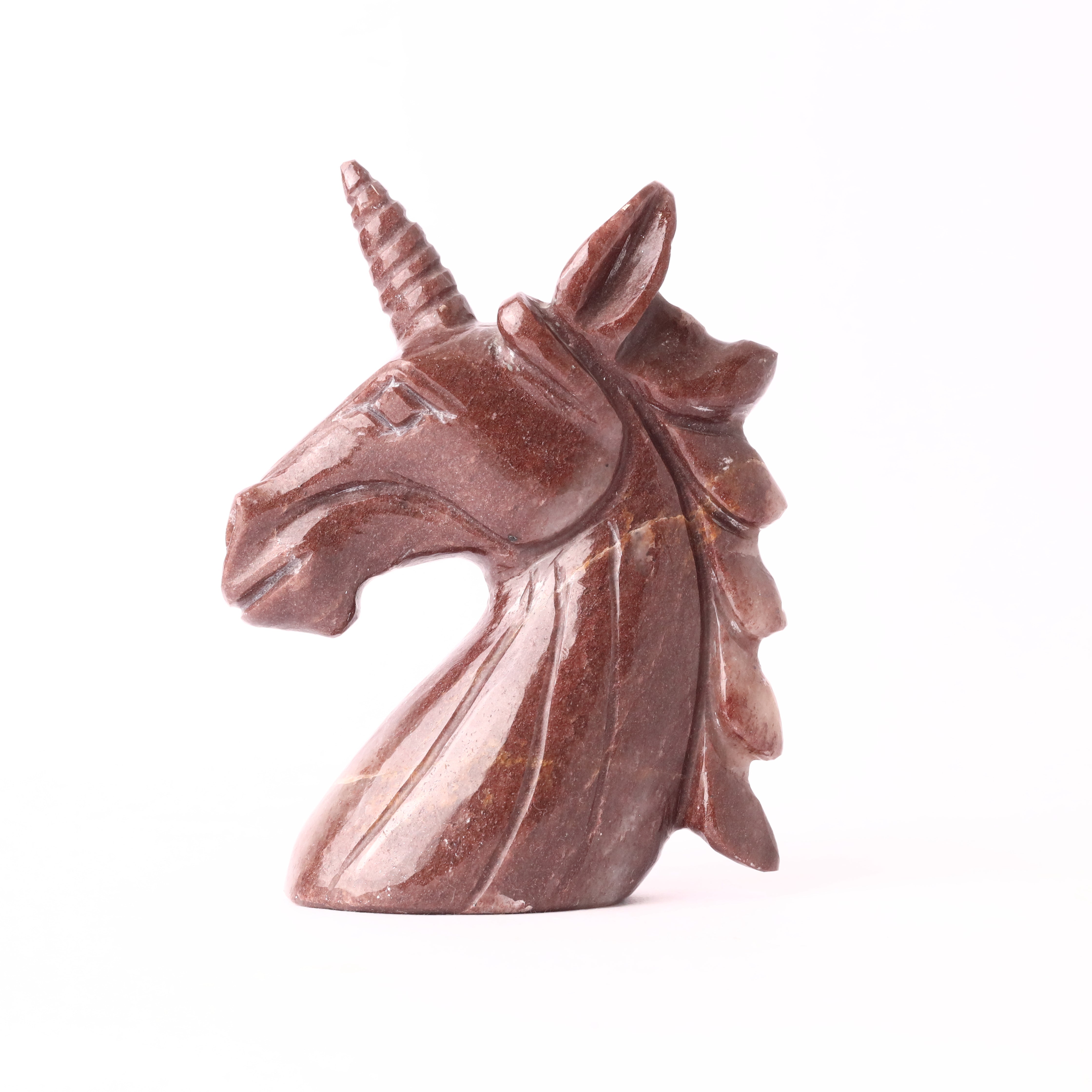 Natural Red Jasper Unicorn Hand Carved Sculpture Figurine 277g