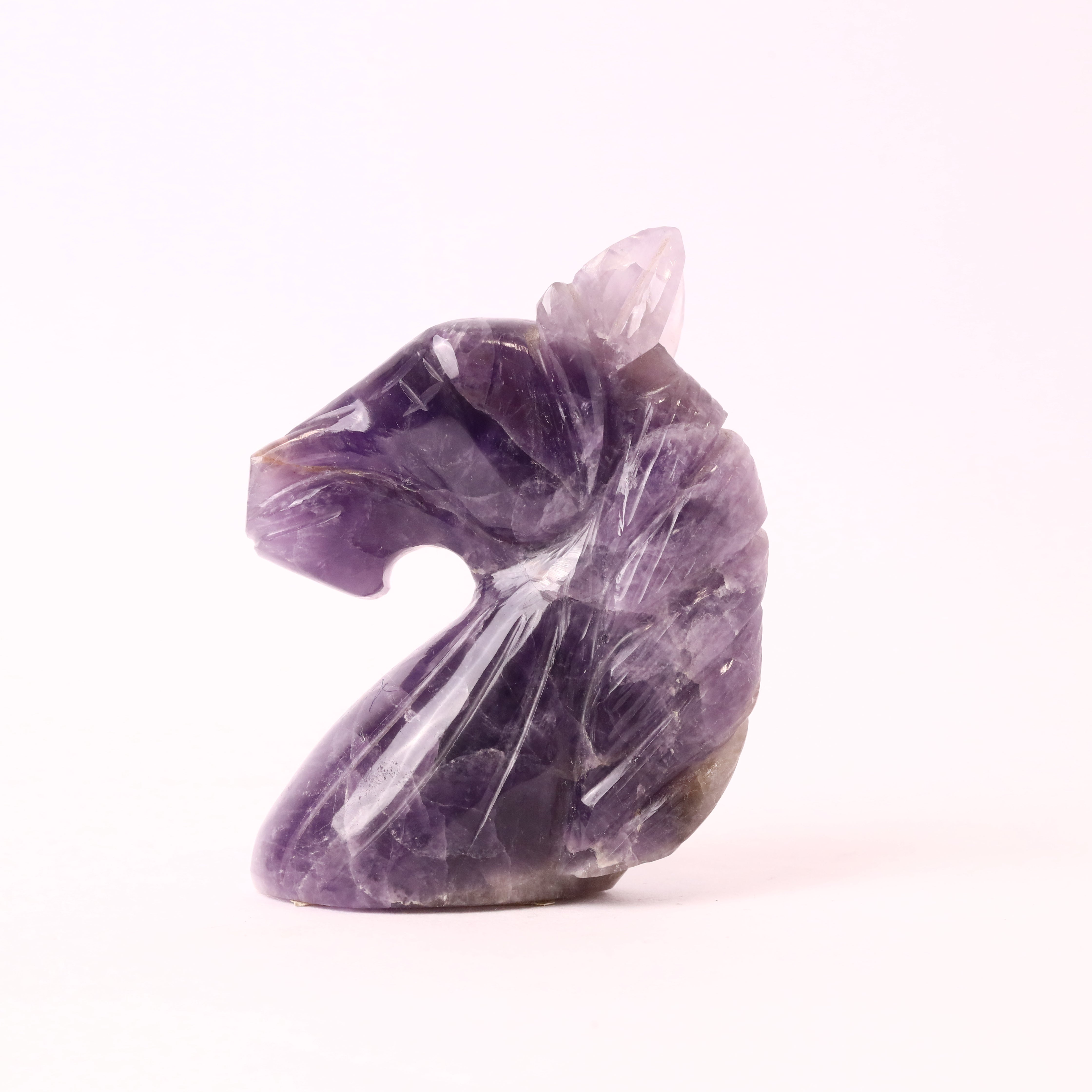 Natural Amethyst Horse Hand Carved Sculpture Figurine 224g