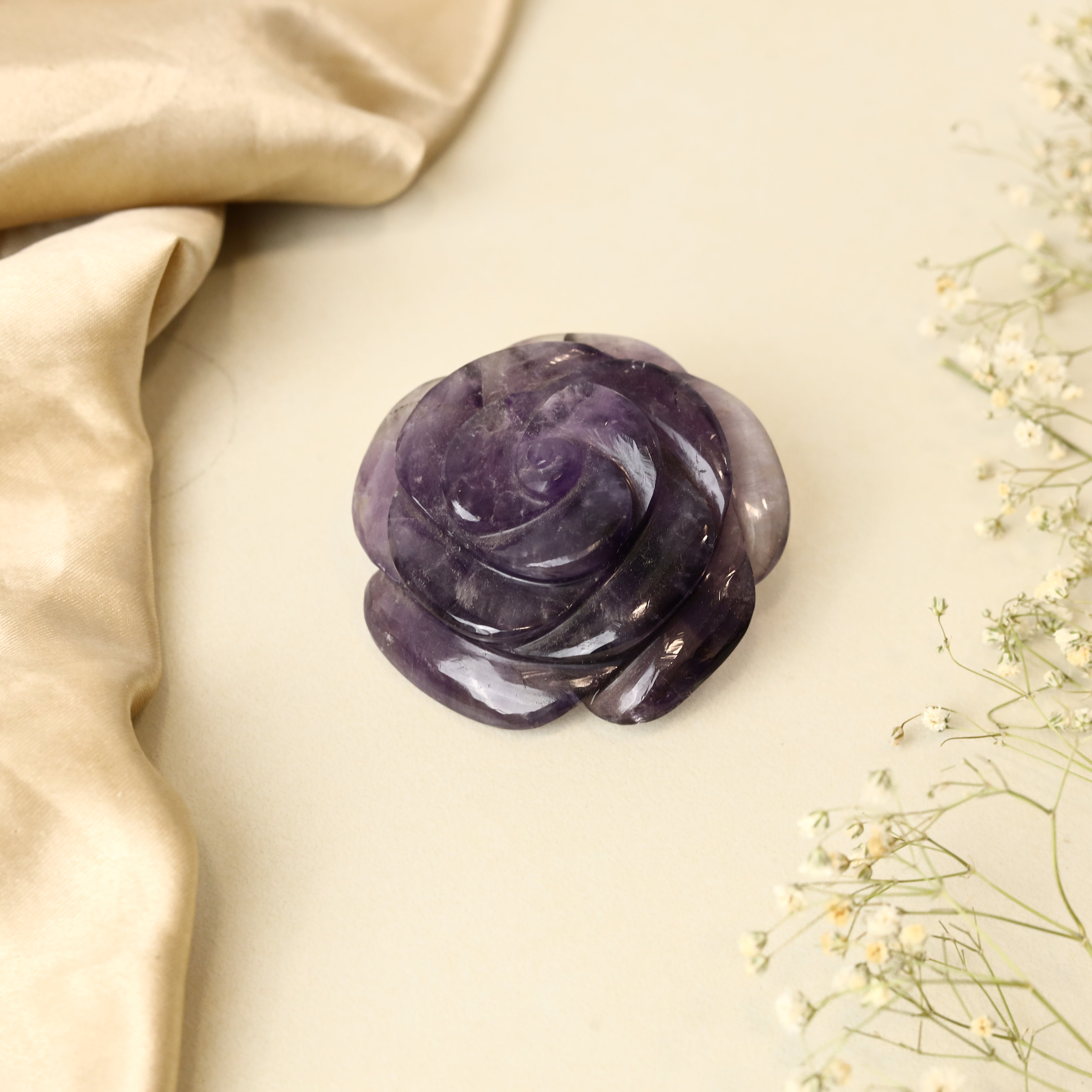 Amethyst Rose Carving 102g