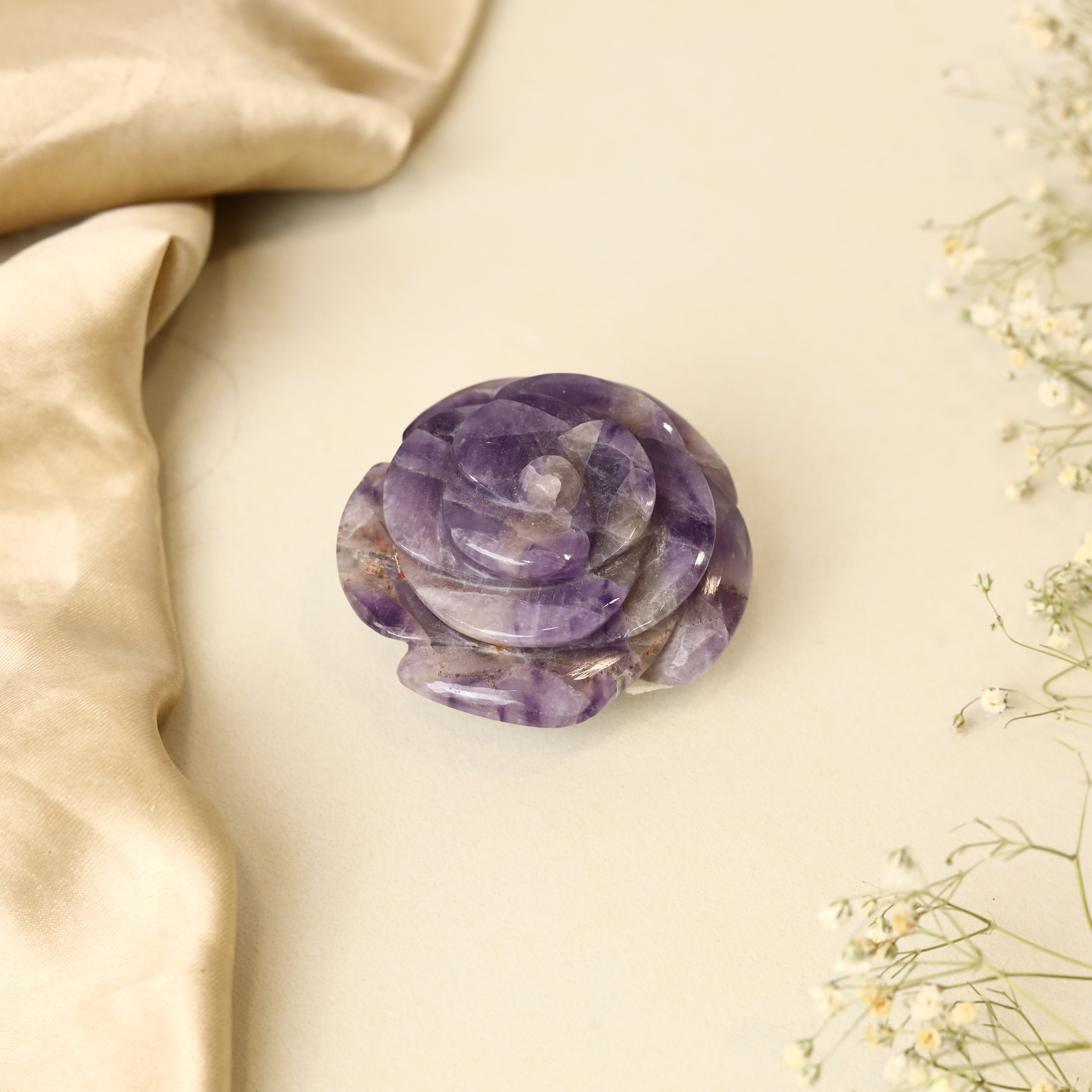 Amethyst Rose Carving 90g