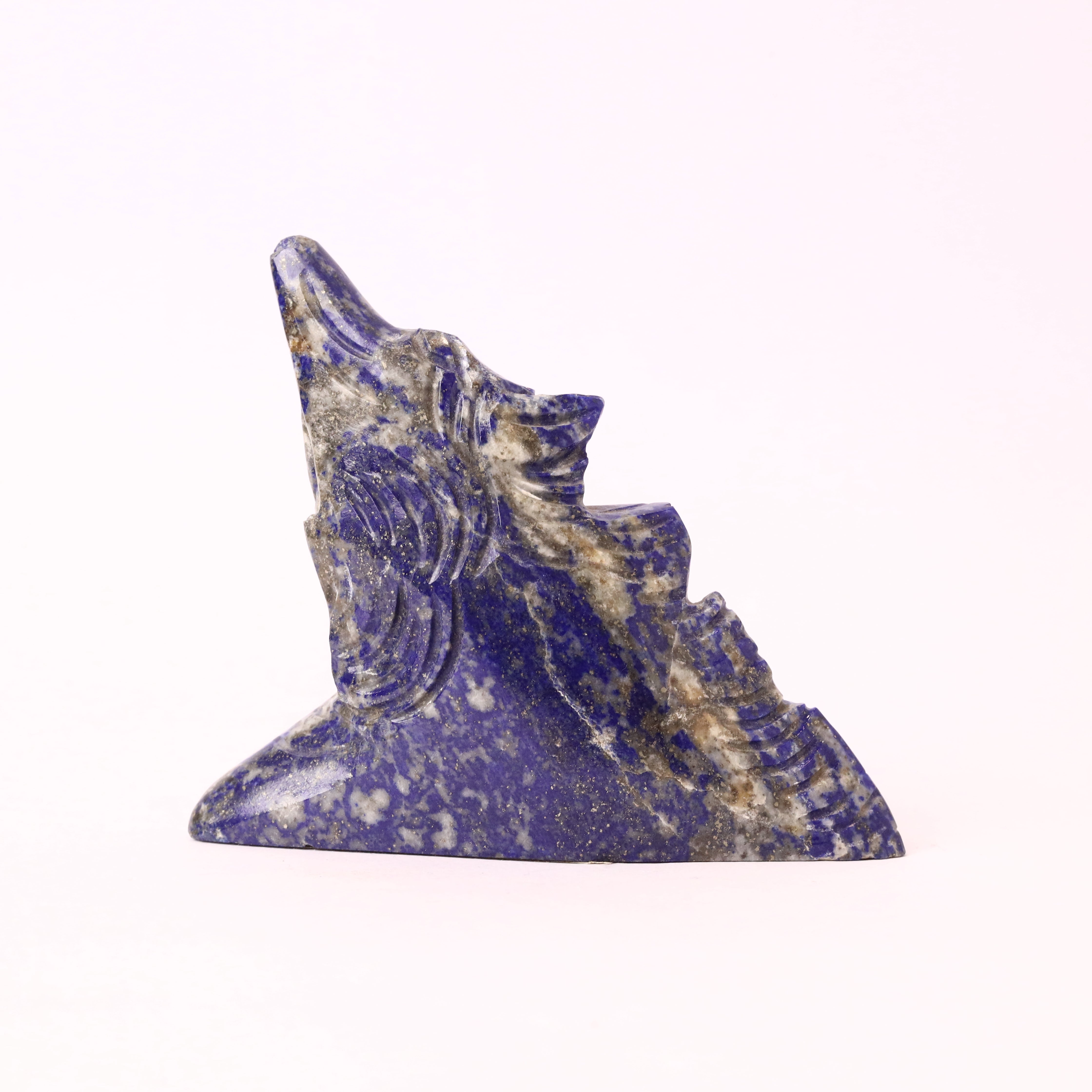 Natural Lapis Lazuli Wolf Hand Carved Sculpture Figurine