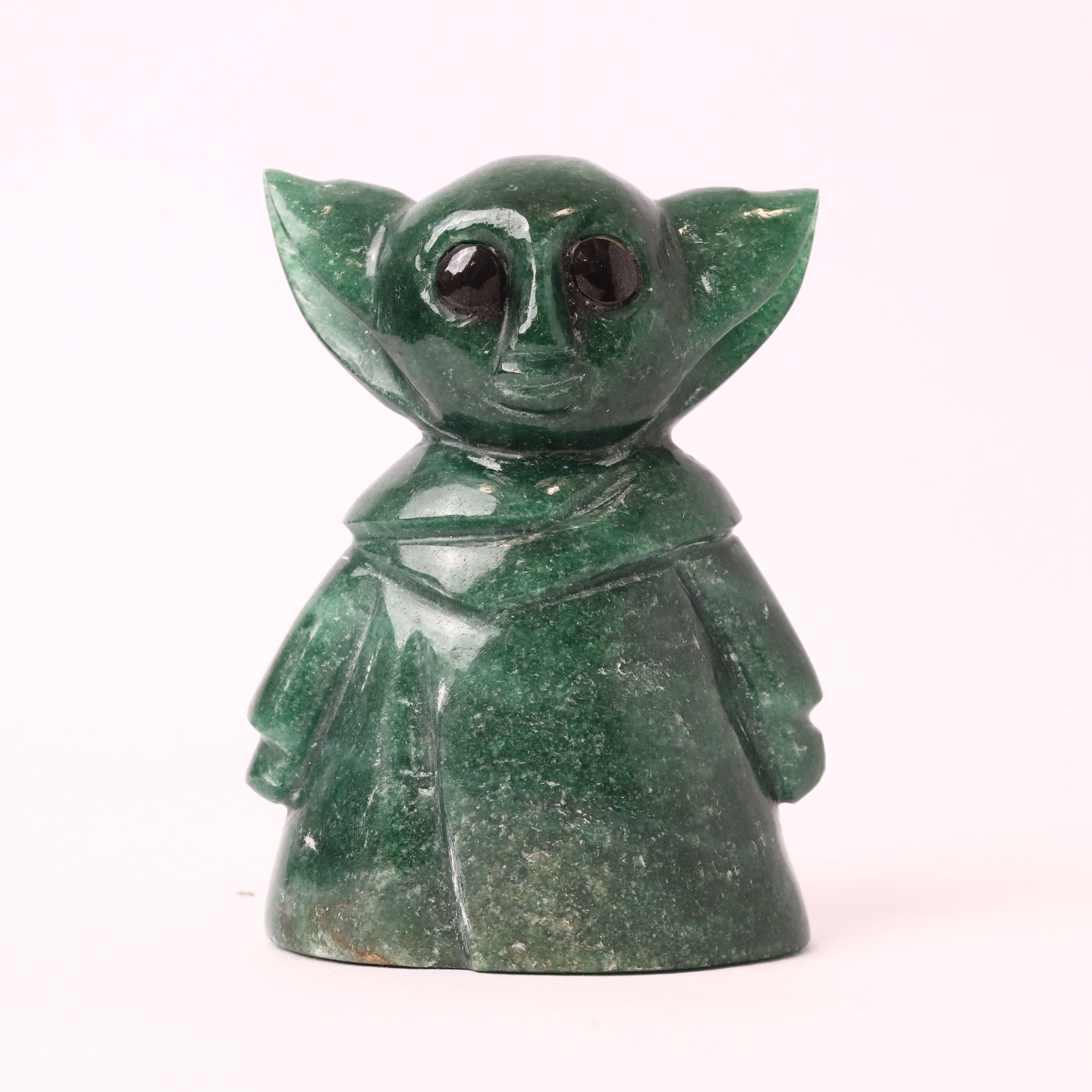 Natural Green Aventurine Baby Yoda Hand Carved Sculpture Figurine 354g