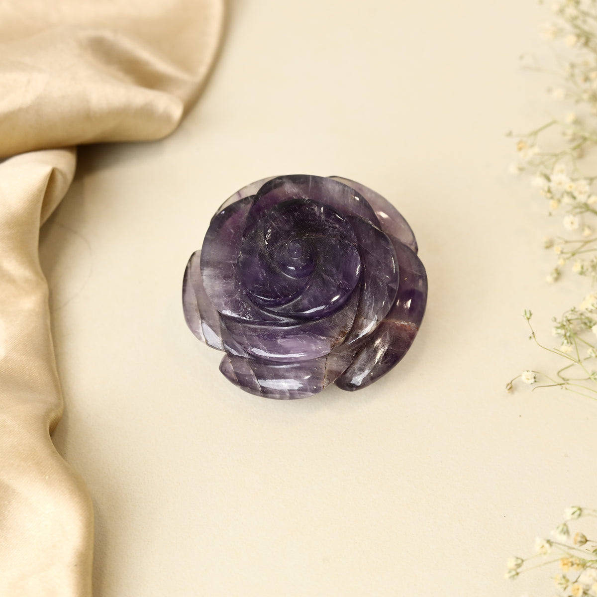 Amethyst Rose Carving 132g