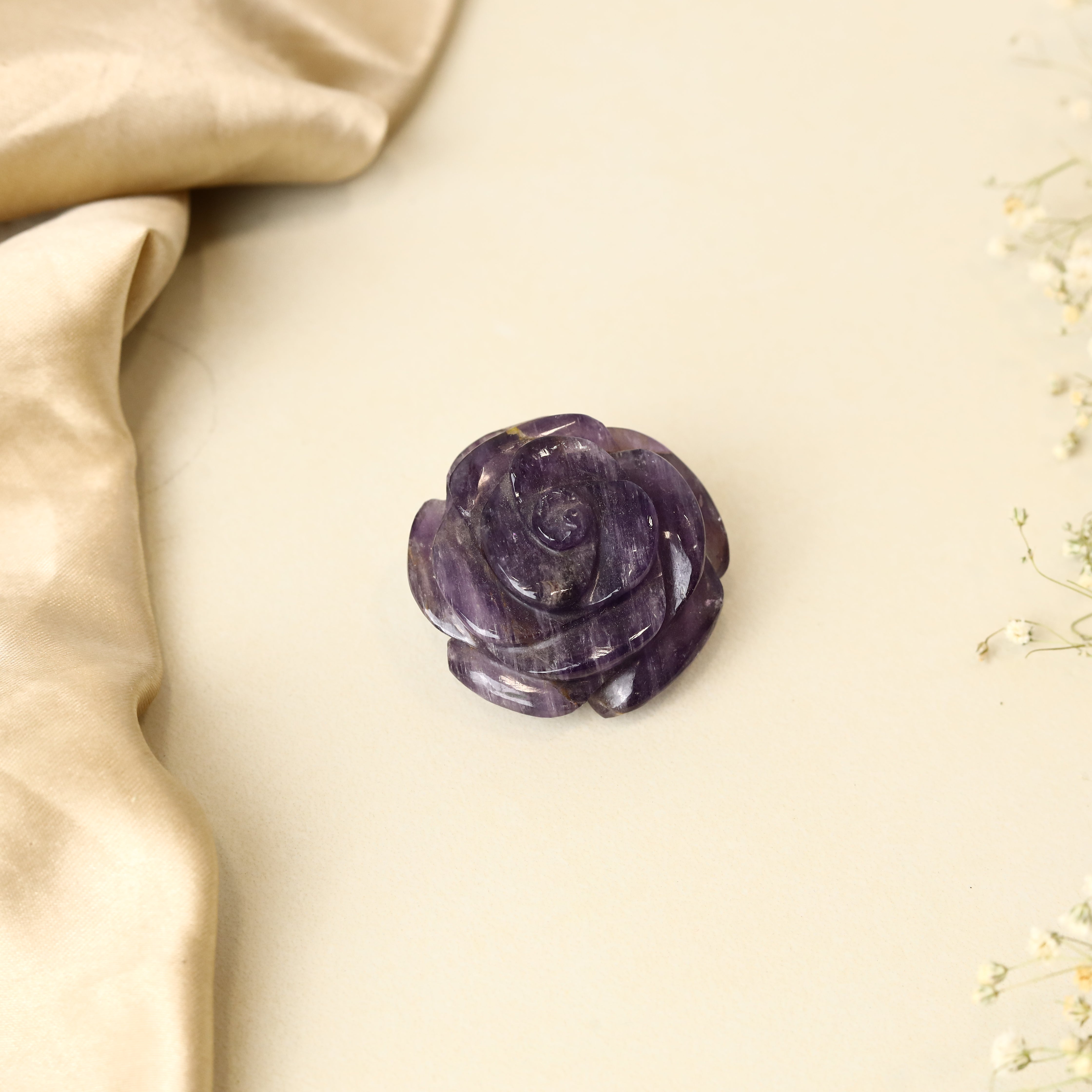 Amethyst Rose Carving 50g