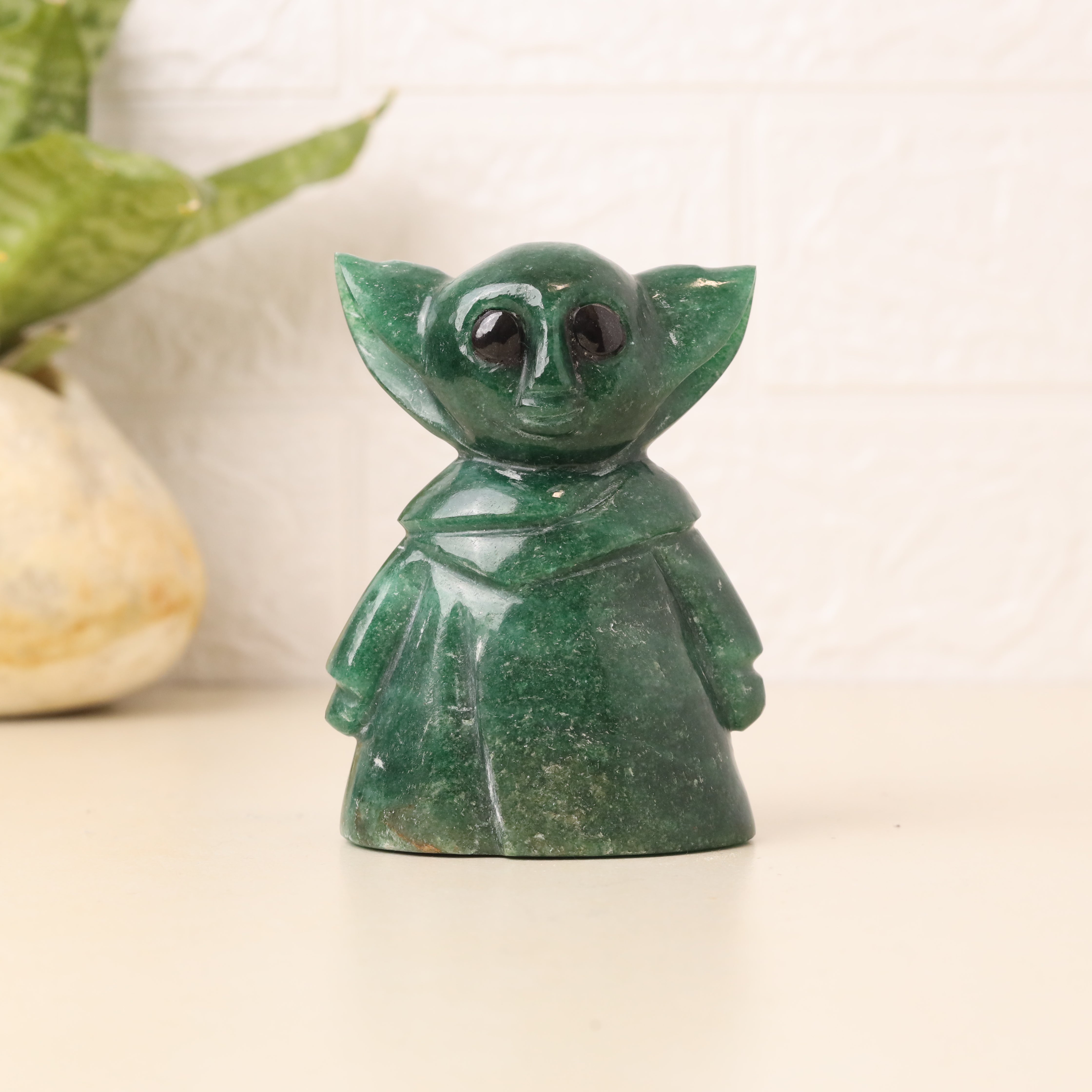 Natural Green Aventurine Baby Yoda Hand Carved Sculpture Figurine 354g